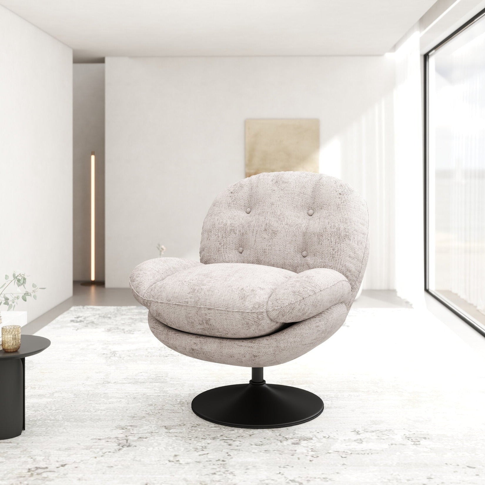 Fotoliu dumonde tapitat Bej modern Amaris 83x95cm