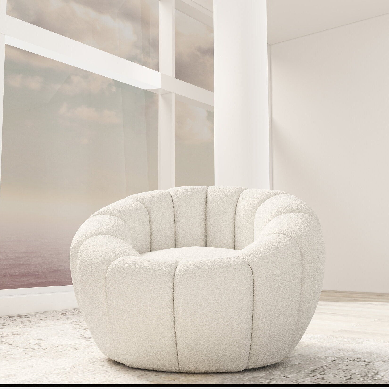 Fotoliu dumonde tapitat Bej modern Ravello 89x92cm