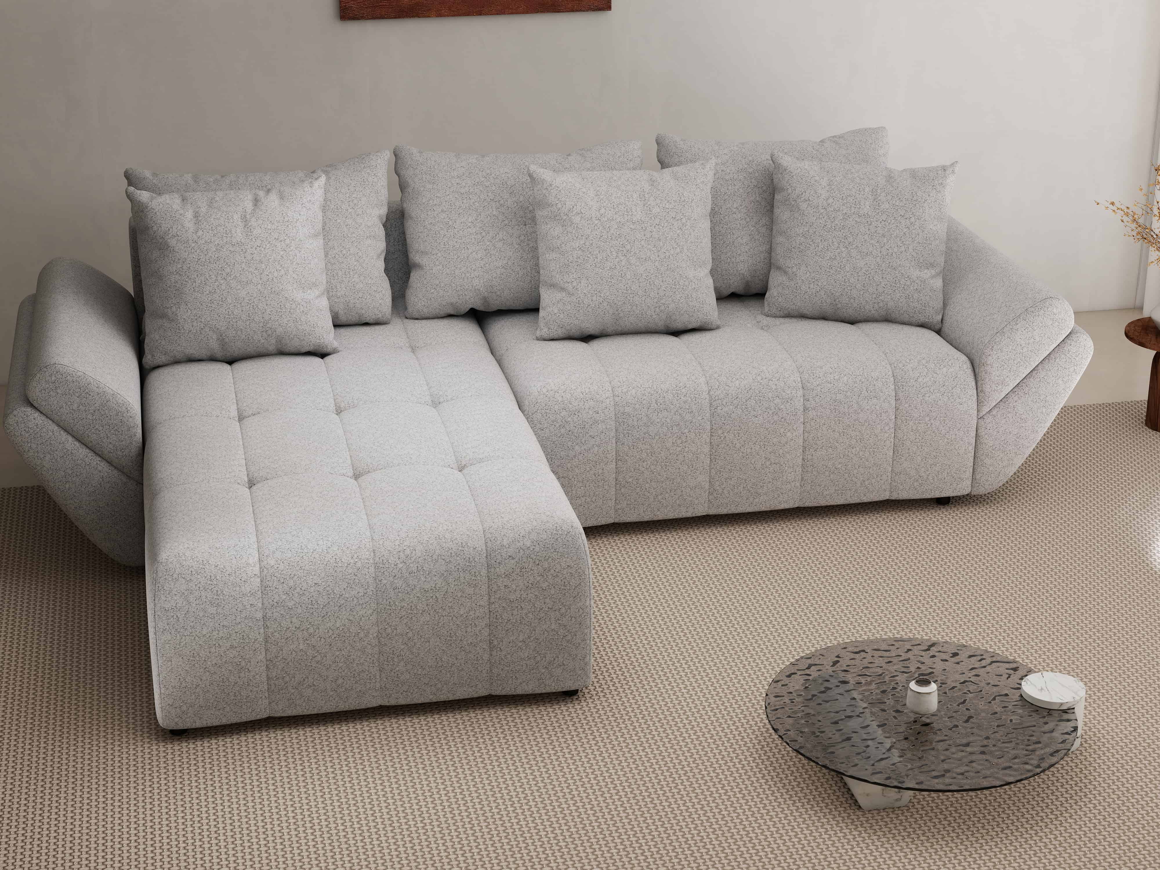 Colțar extensibil dumonde cu ladă de depozitare si sezut confortabil din spuma HR, Berlin Euphoria Dove 280x185 cm Fabrica