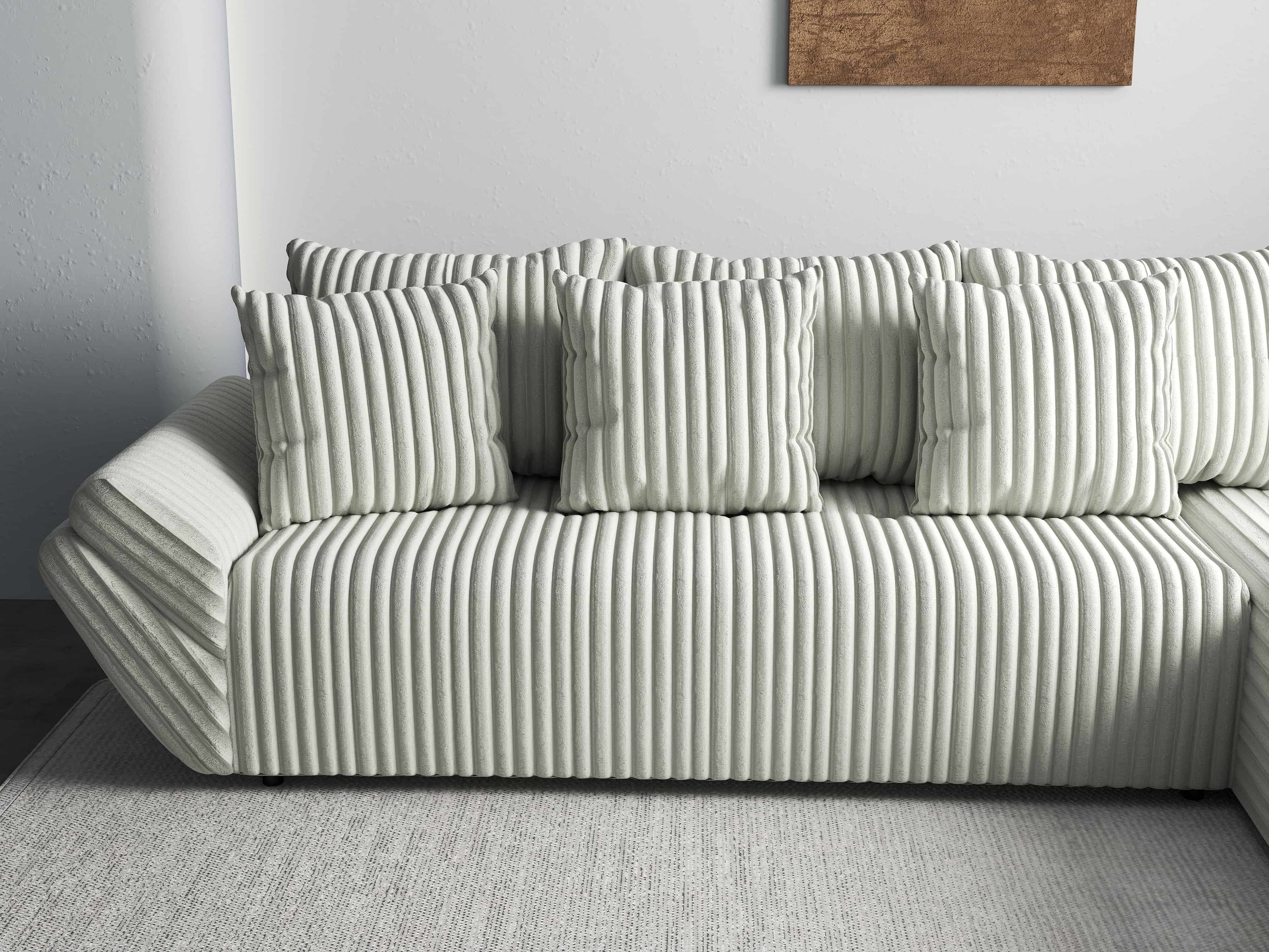 Colțar extensibil dumonde cu ladă de depozitare si sezut confortabil din spuma HR, Berlin XL Ambience Ivory II 350x185 cm Fabrica