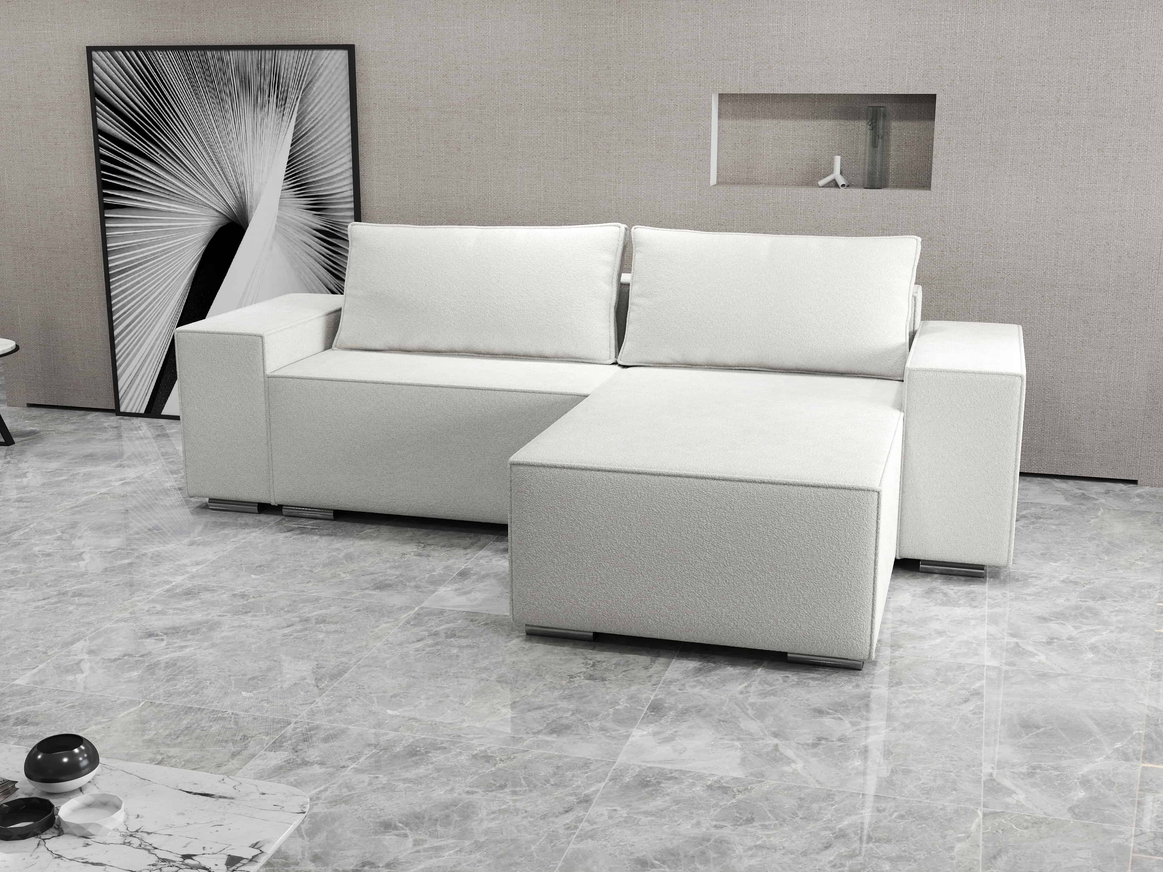 Colțar extensibil dumonde cu ladă de depozitare si sezut confortabil din spuma HR, Dream Euphoria Alb 290x185 cm II Fabrica