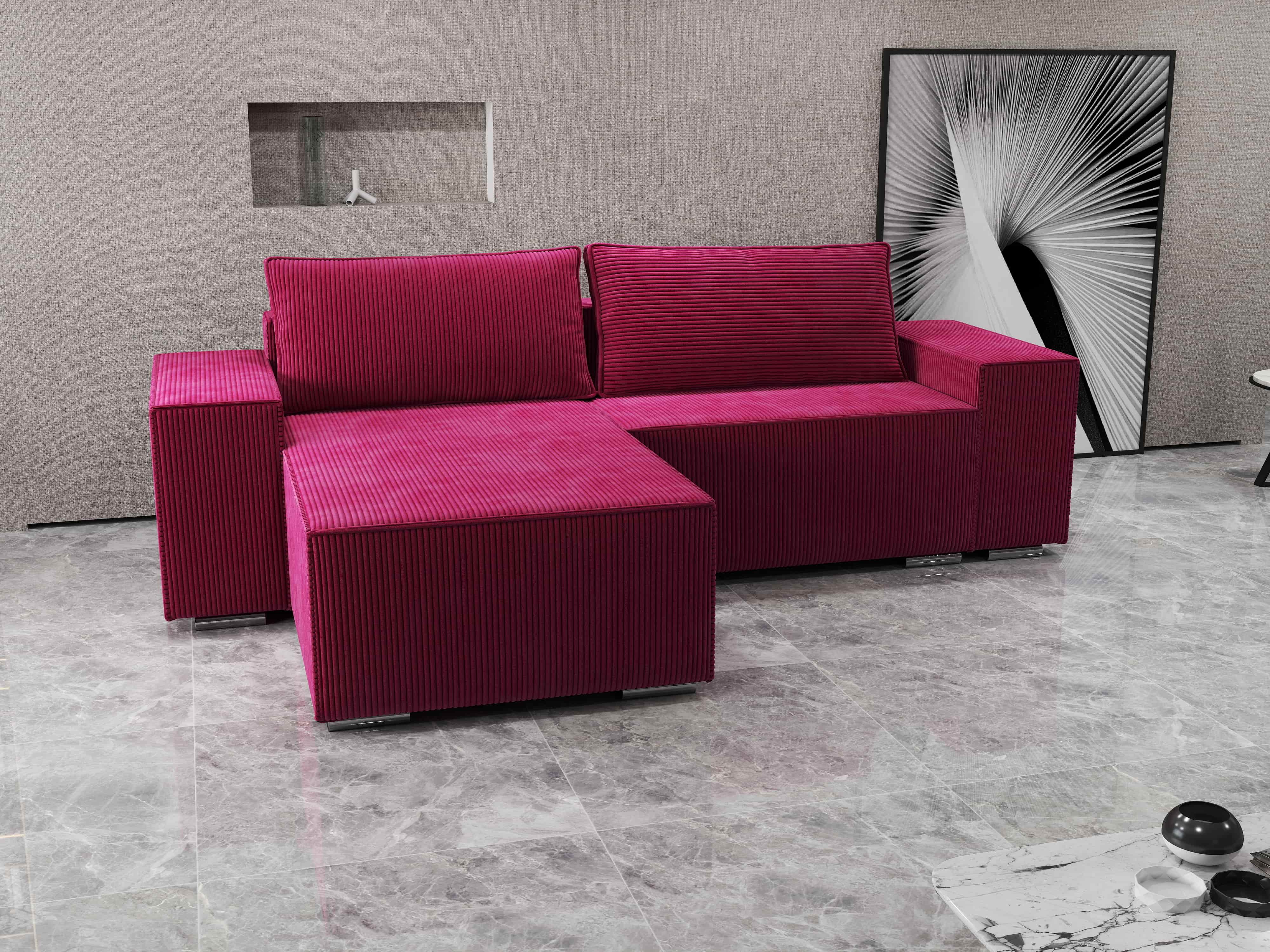 Colțar extensibil dumonde cu ladă de depozitare si sezut confortabil din spuma HR, Dream Zoom Rosu 290x185 cm Fabrica