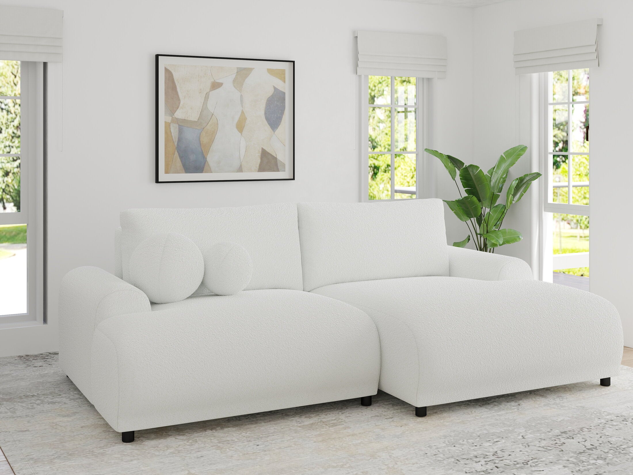 Colțar extensibil dumonde cu ladă de depozitare și șezut confortabil din spumă HR, Carlo Euphoria Alb 240x145 cm II