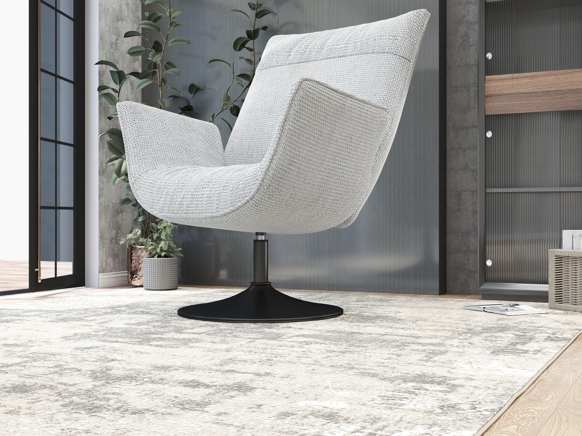 Fotoliu dumonde tapitat Alb modern Kairo 75x83cm