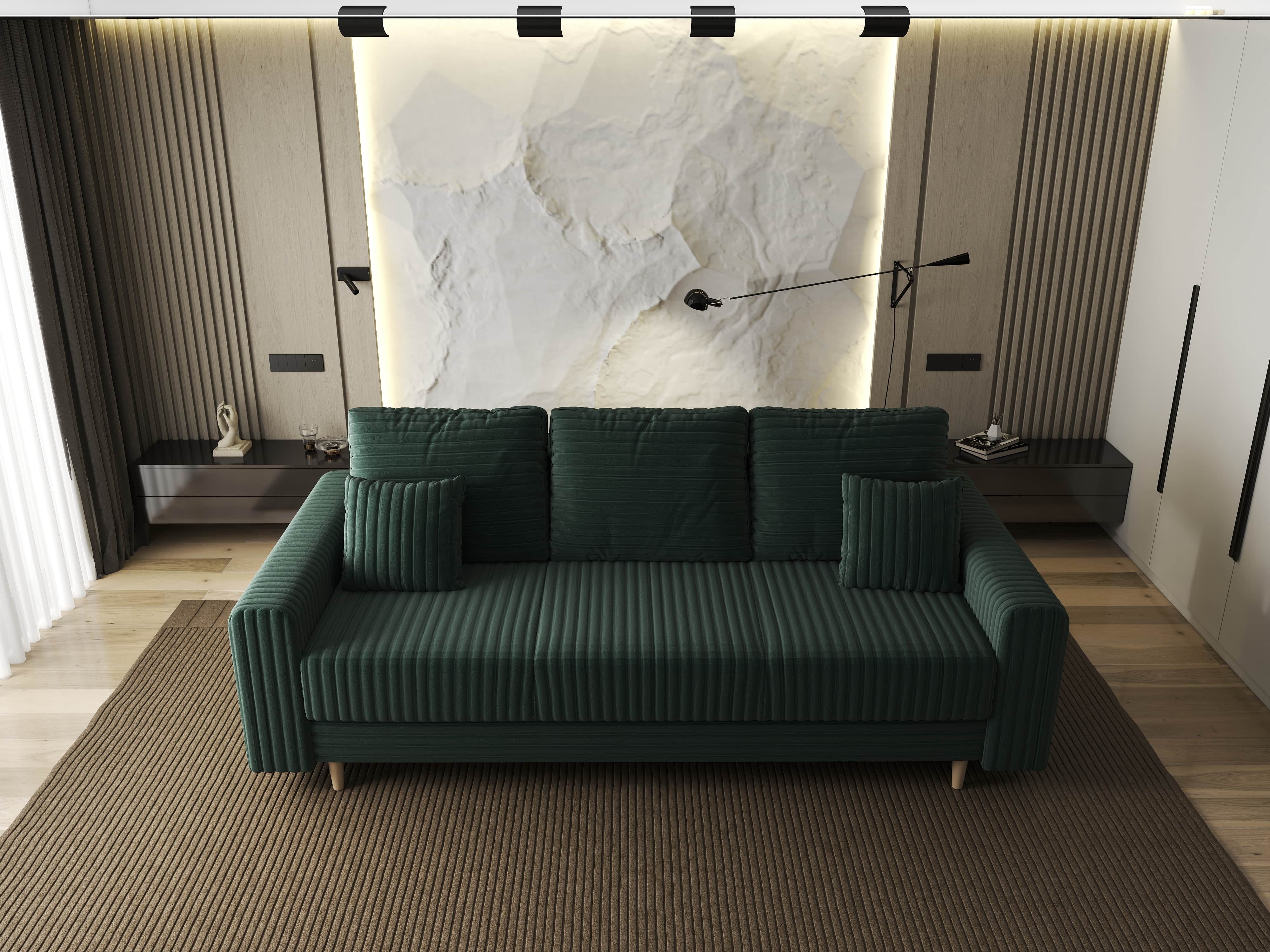 Canapea extensibilă dumonde cu ladă de depozitare si sezut confortabil din spuma HR, Kronos Ambience Verde 210x100 cm fabrica