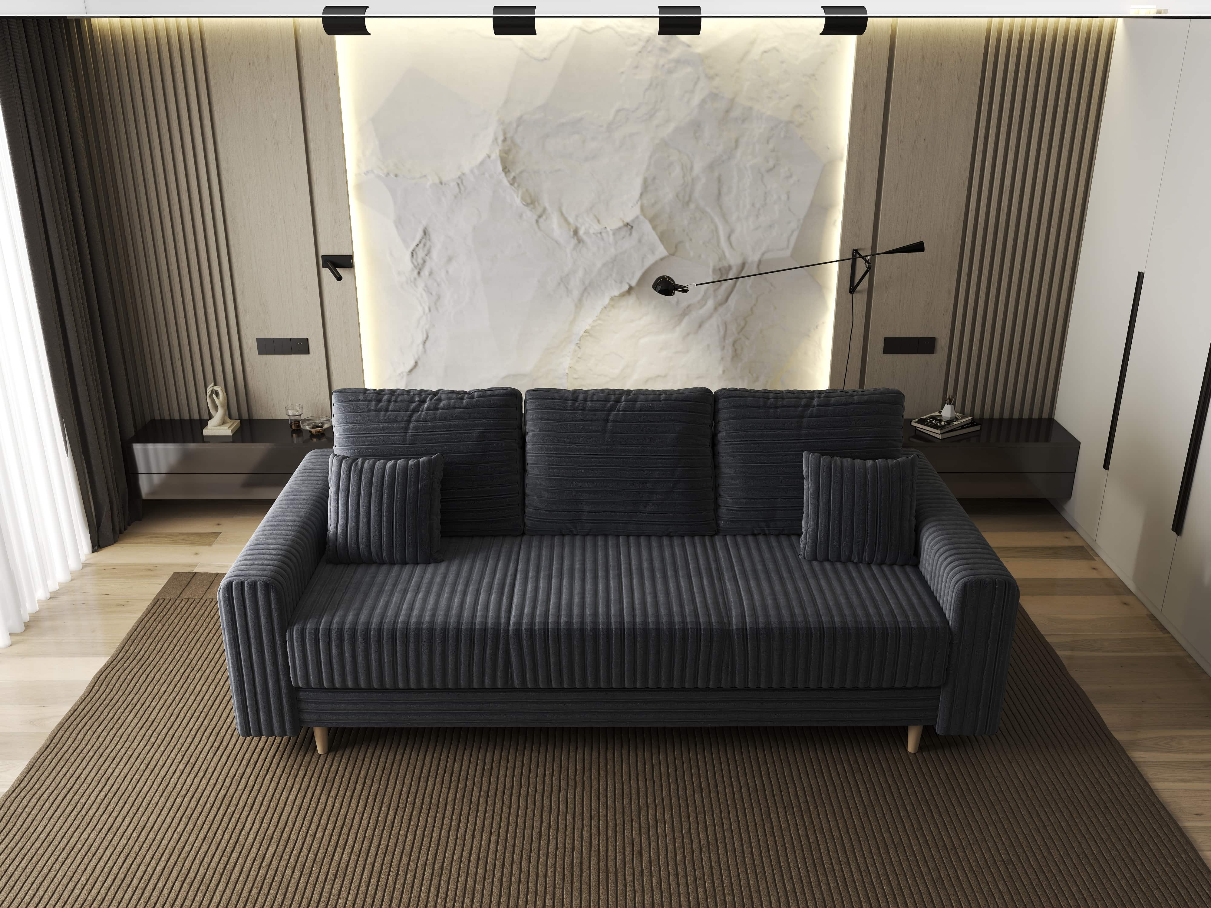 Canapea extensibilă dumonde cu ladă de depozitare si sezut confortabil din spuma HR, Kronos Ambience Gri 210x100 cm fabrica