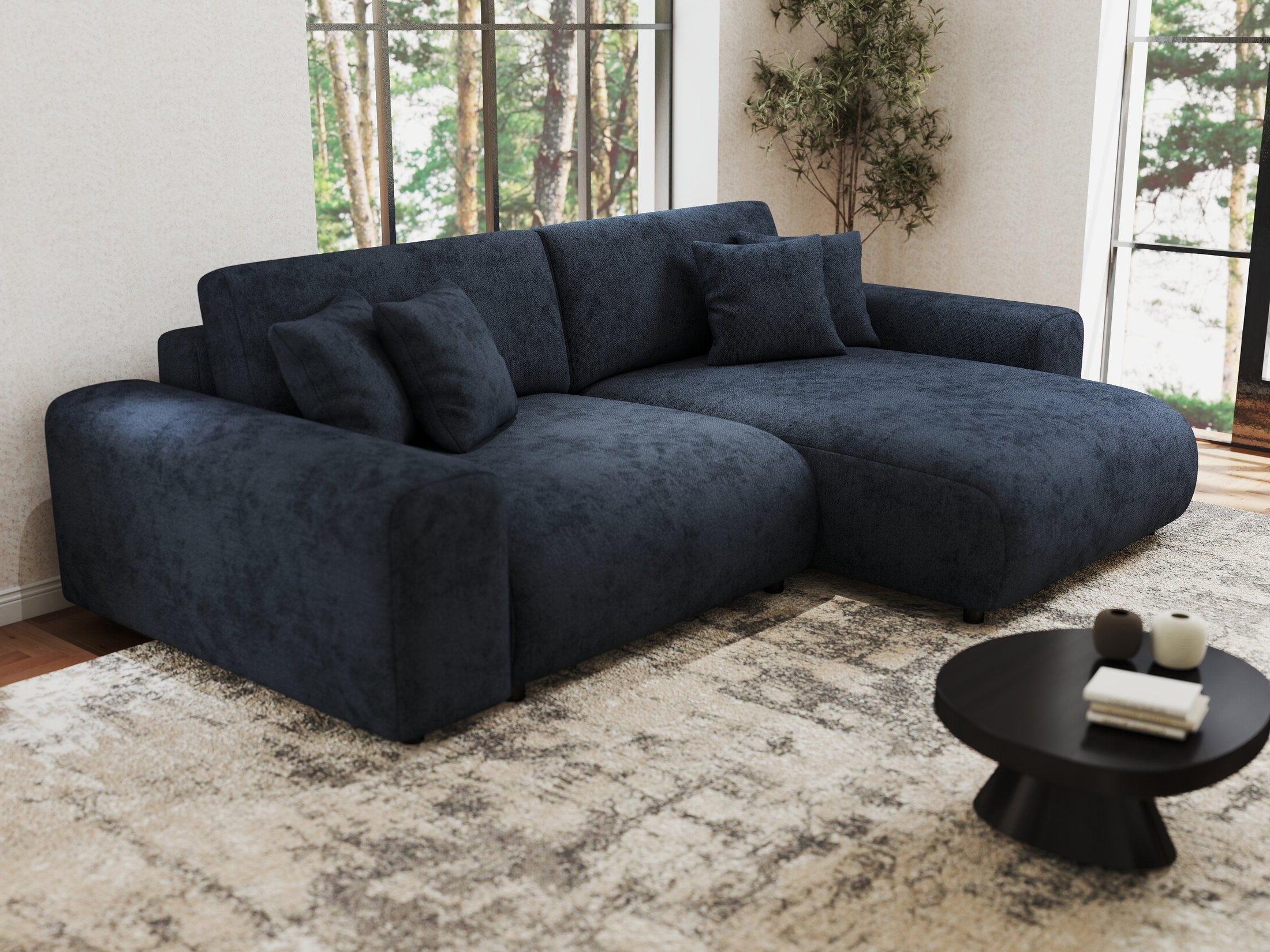 Colțar extensibil dumonde cu ladă de depozitare si sezut confortabil din spuma HR, Sarina Enjoy Antracit 255x168 cm II