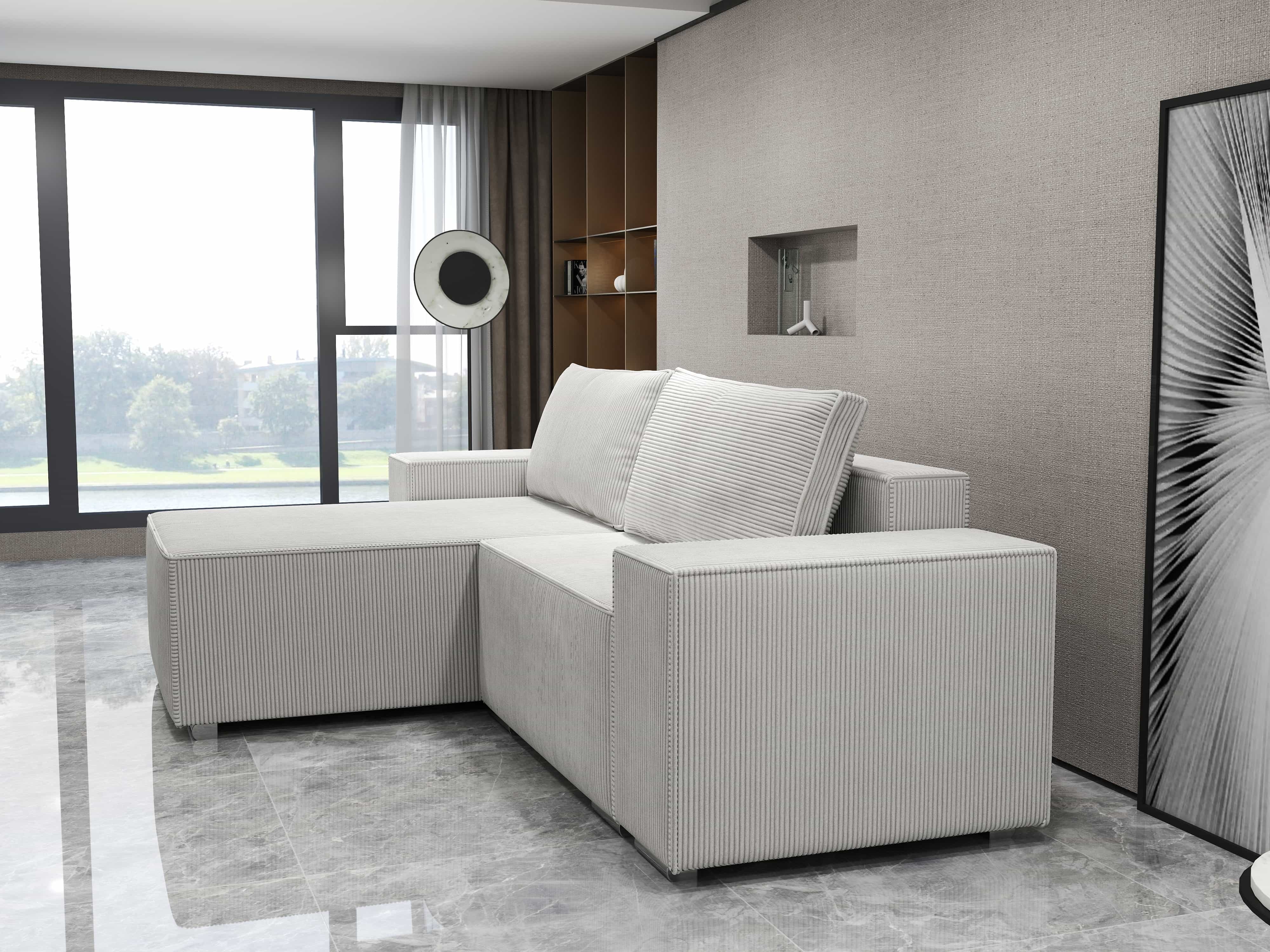 Colțar extensibil dumonde cu ladă de depozitare si sezut confortabil din spuma HR, Dream Zoom Crem 290x185 cm Fabrica