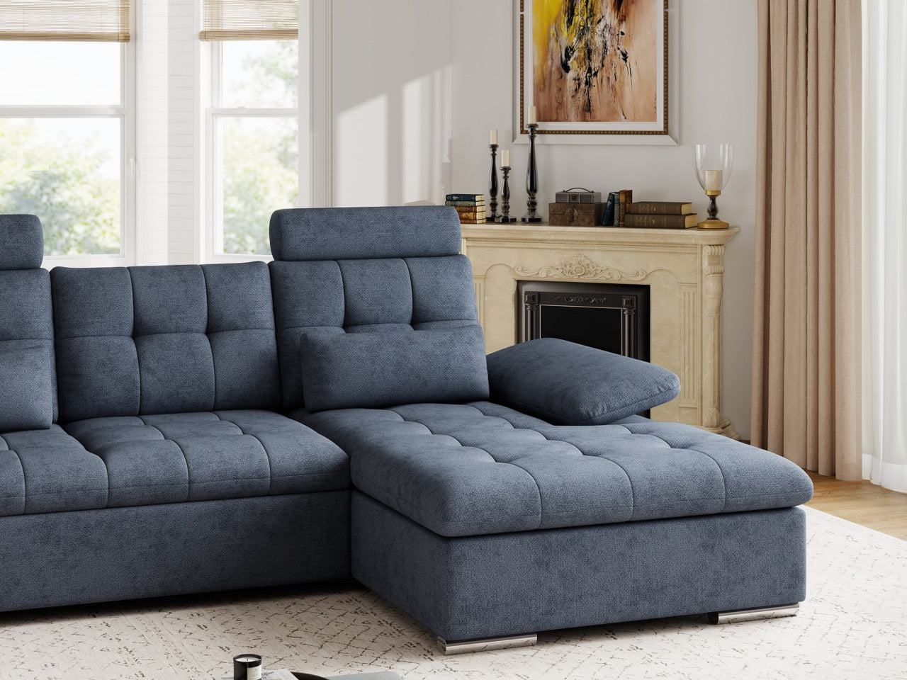 Colțar extensibil dumonde cu ladă de depozitare și șezut confortabil din spumă HR, Merkur Enjoy Antracit 270x168 cm II