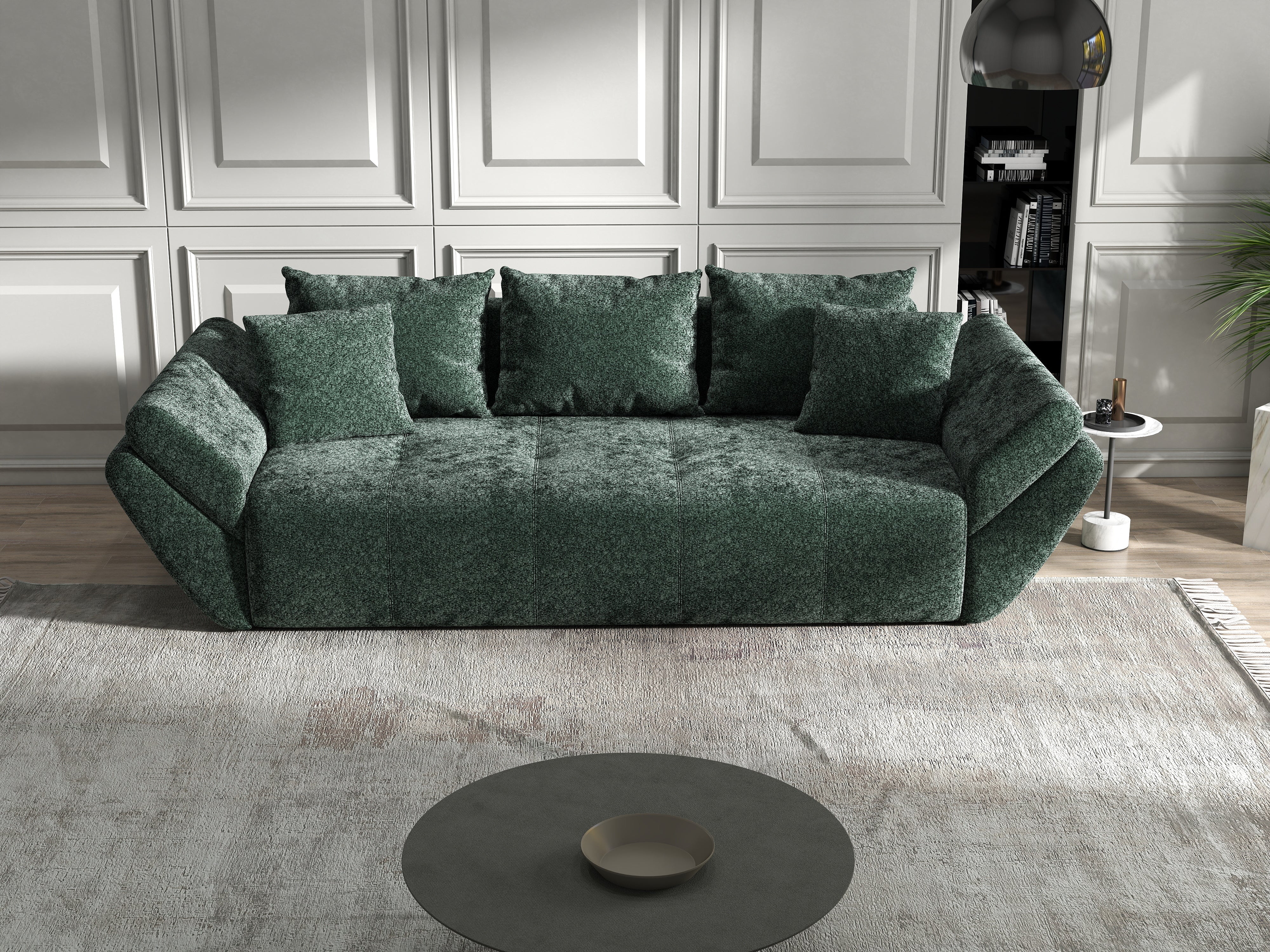 Canapea extensibilă dumonde cu ladă de depozitare si sezut confortabil din spuma HR, Berlin Euphoria Green 250x100 cm Fabrica