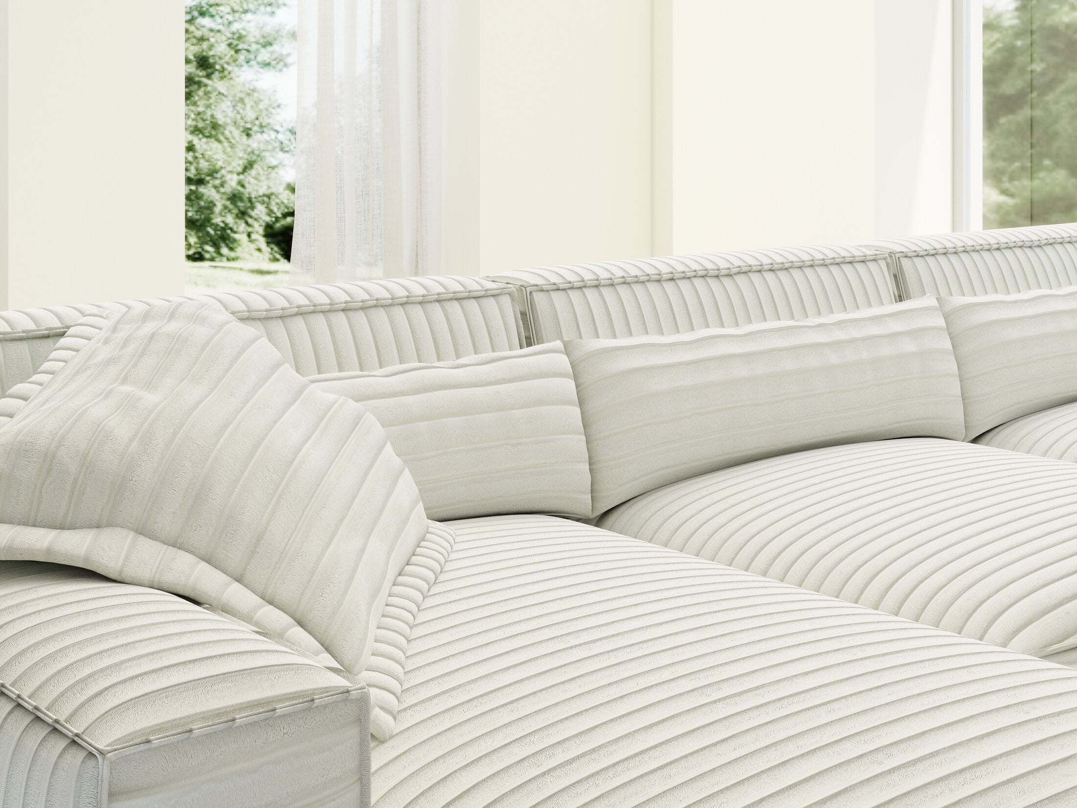 Colțar dumonde cu sezut confortabil din spuma HR, Marvelo XL Ambience Alb 366x175 cm