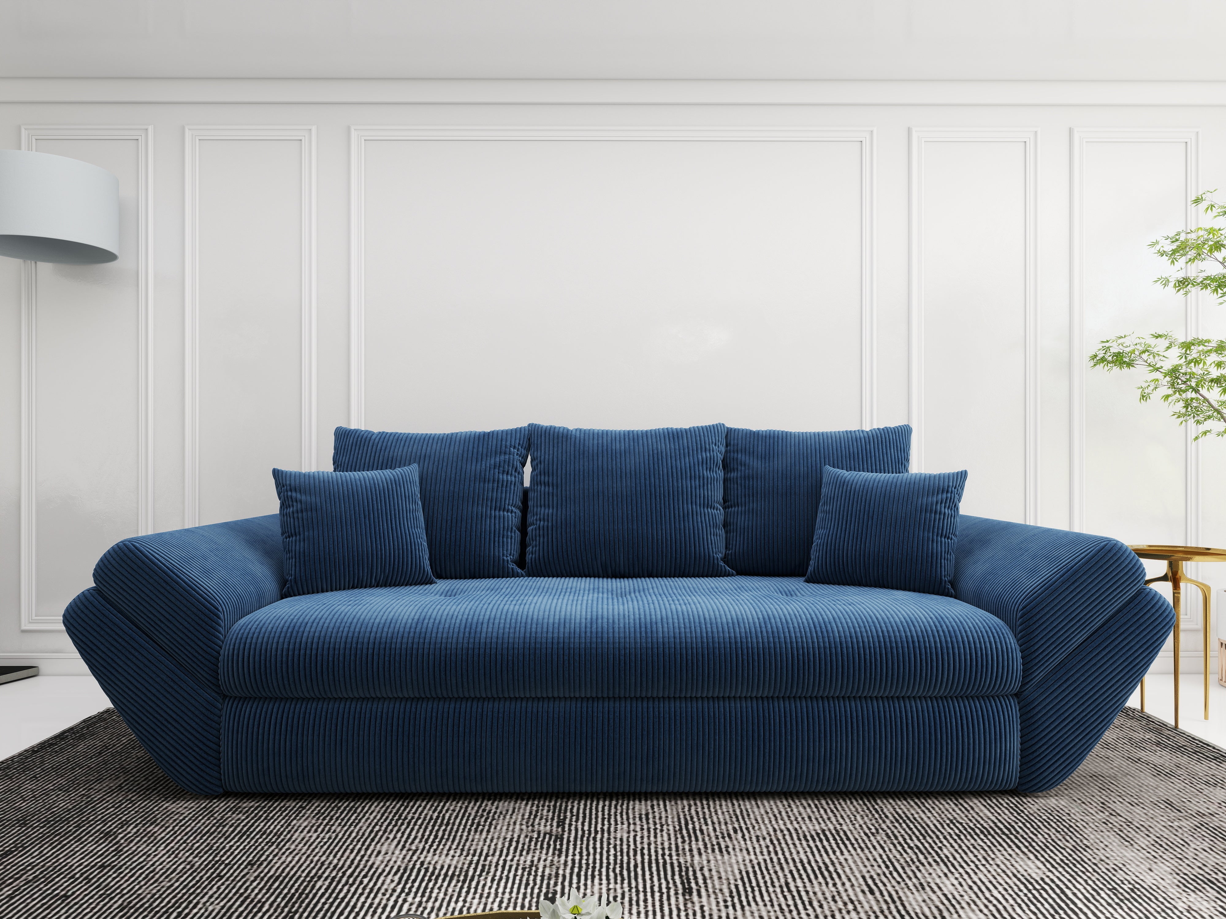 Canapea extensibilă dumonde cu ladă de depozitare si sezut confortabil din spuma HR, Loana Zoom Blue 250x100 cm Fabrica