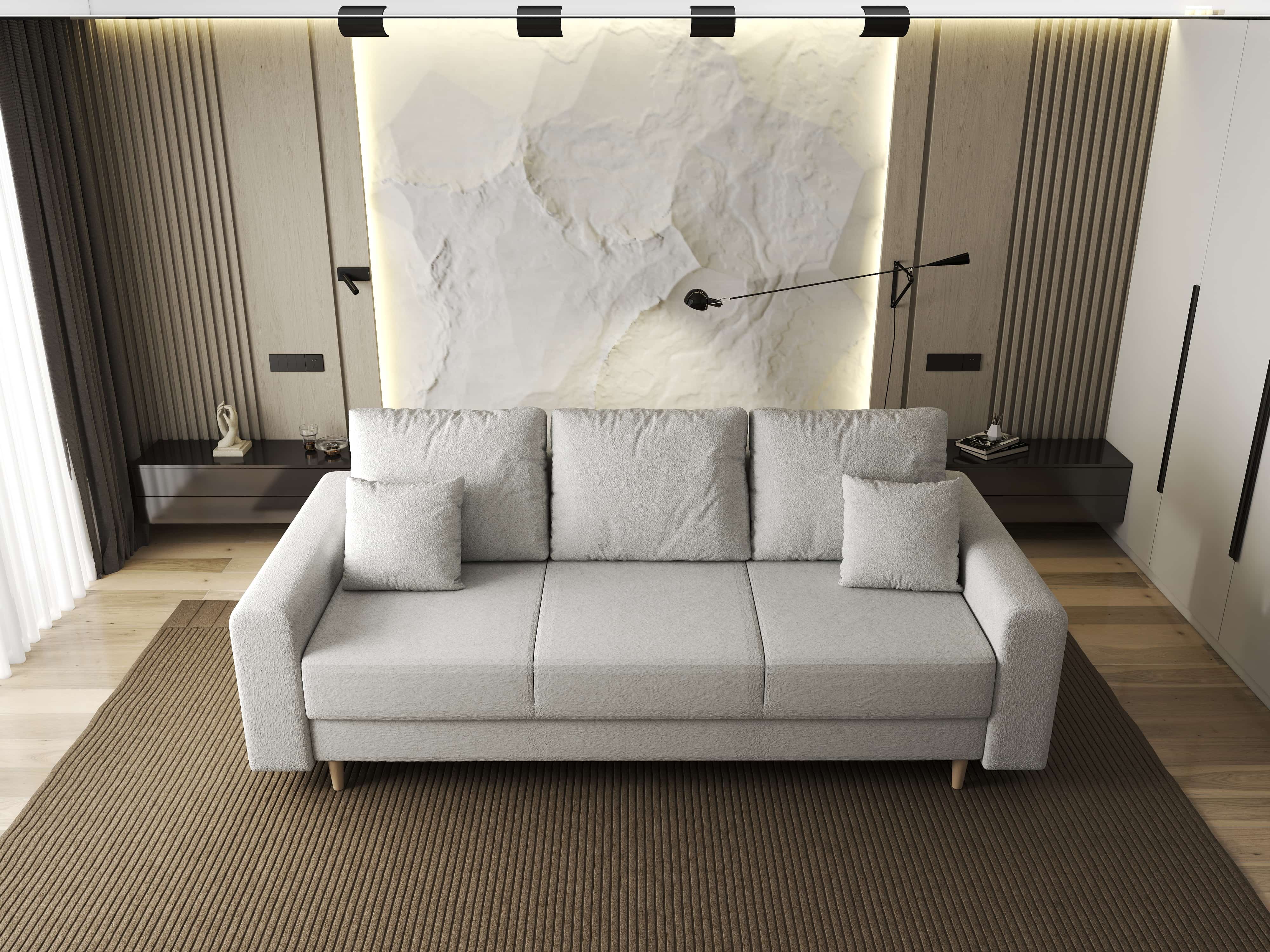 Canapea extensibilă dumonde cu ladă de depozitare si sezut confortabil din spuma HR, Kronos Euphoria Ivory 210x100 cm fabrica