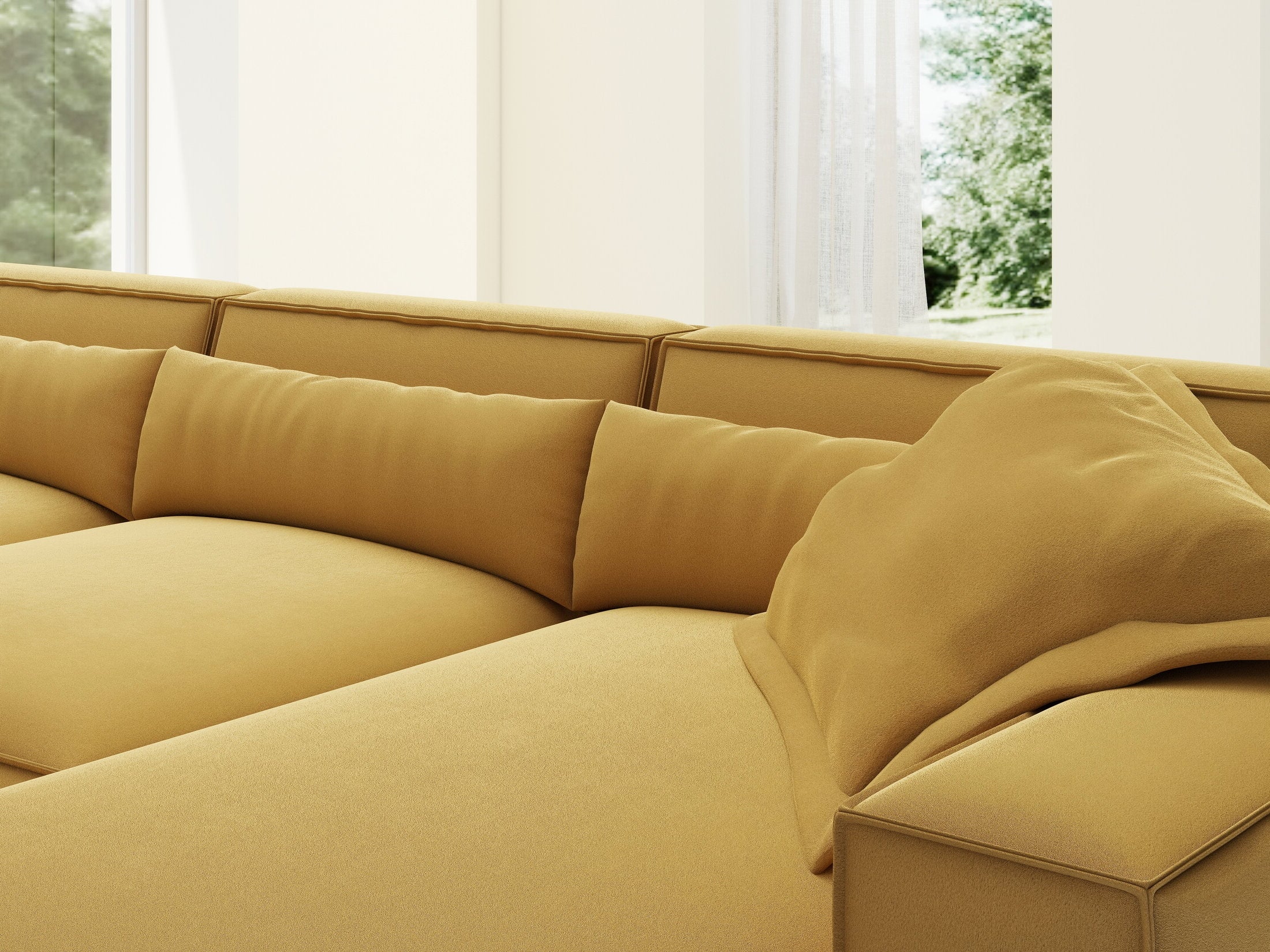 Colțar dumonde cu sezut confortabil din spuma HR, Marvelo XL Royal Mustar 366x175 cm II