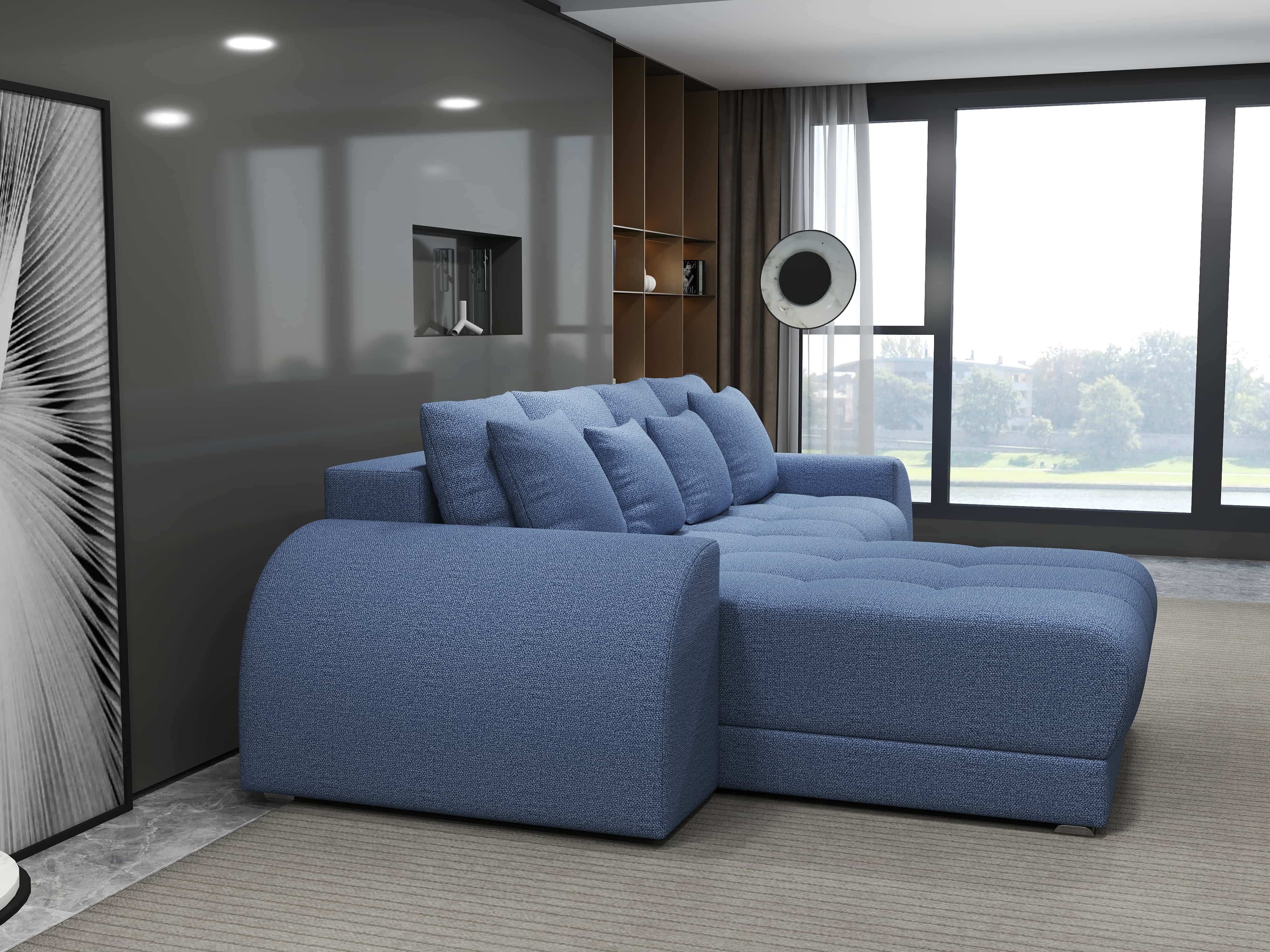 Colțar extensibil dumonde cu ladă de depozitare si sezut confortabil din spuma HR, Verona Enjoy Albastru 290x185 cm Fabrica