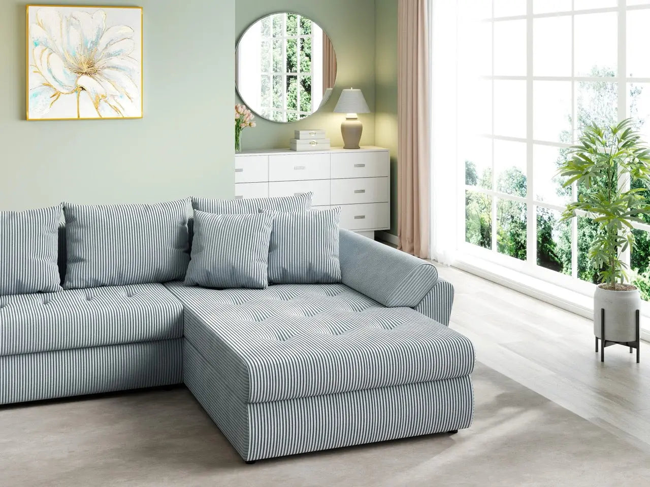 Colțar extensibil dumonde cu ladă de depozitare si sezut confortabil din spuma HR, Loana U Zoom Grey 355x185 cm Fabrica