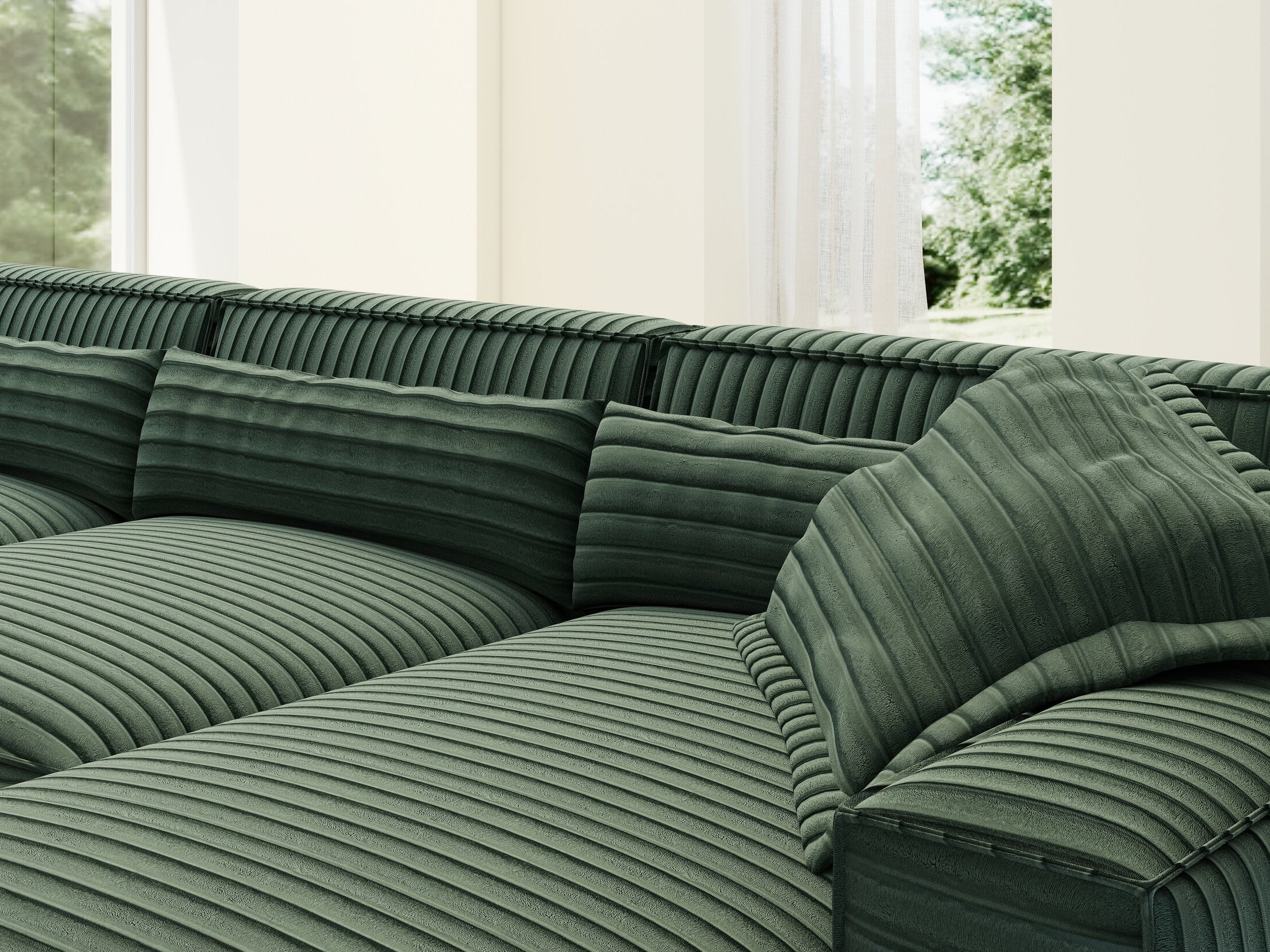 Colțar dumonde cu sezut confortabil din spuma HR, Marvelo XL Ambience Verde 366x175 cm II