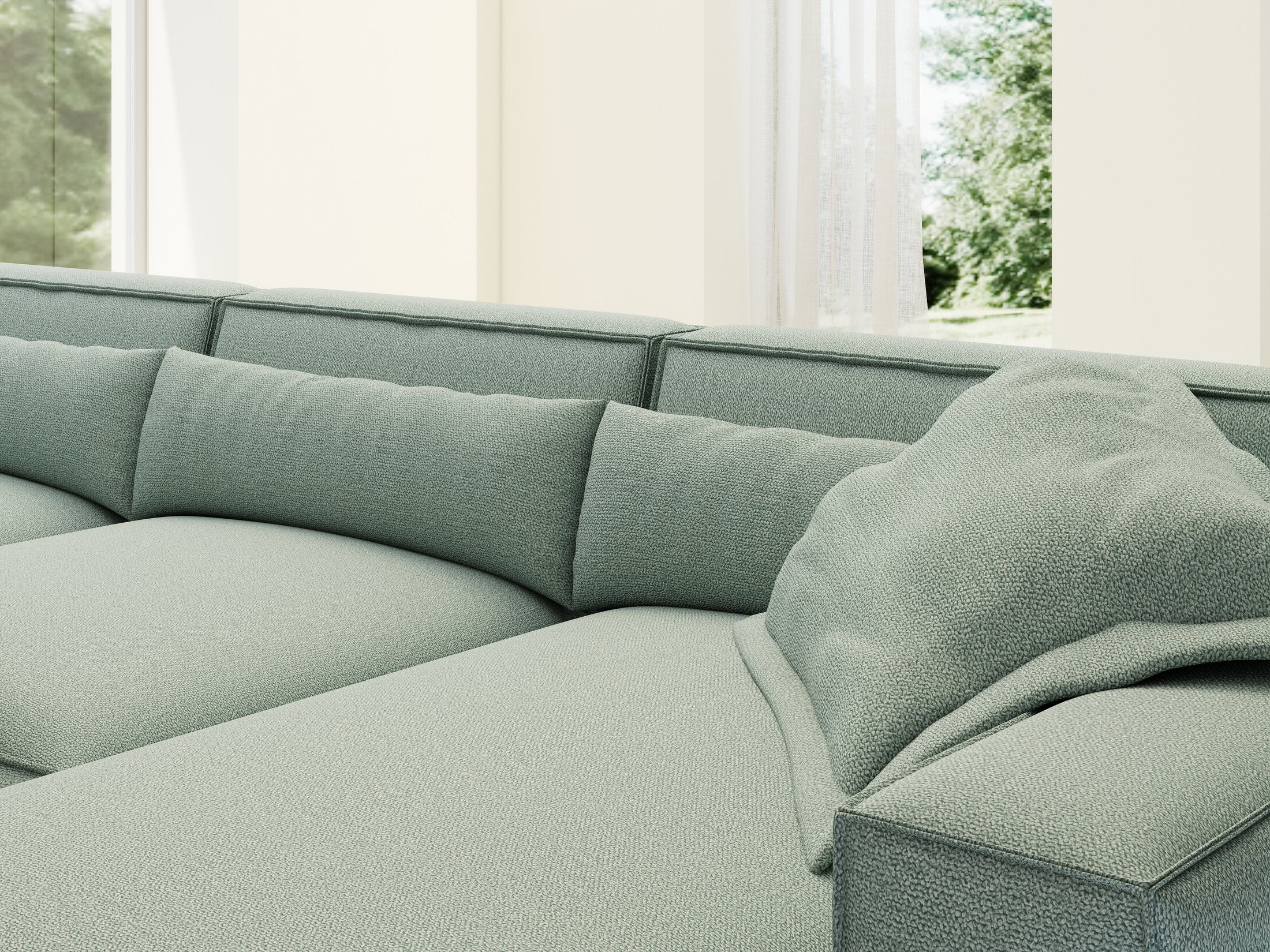 Colțar dumonde cu sezut confortabil din spuma HR, Marvelo XL Enjoy Verde Mint 366x175 cm II