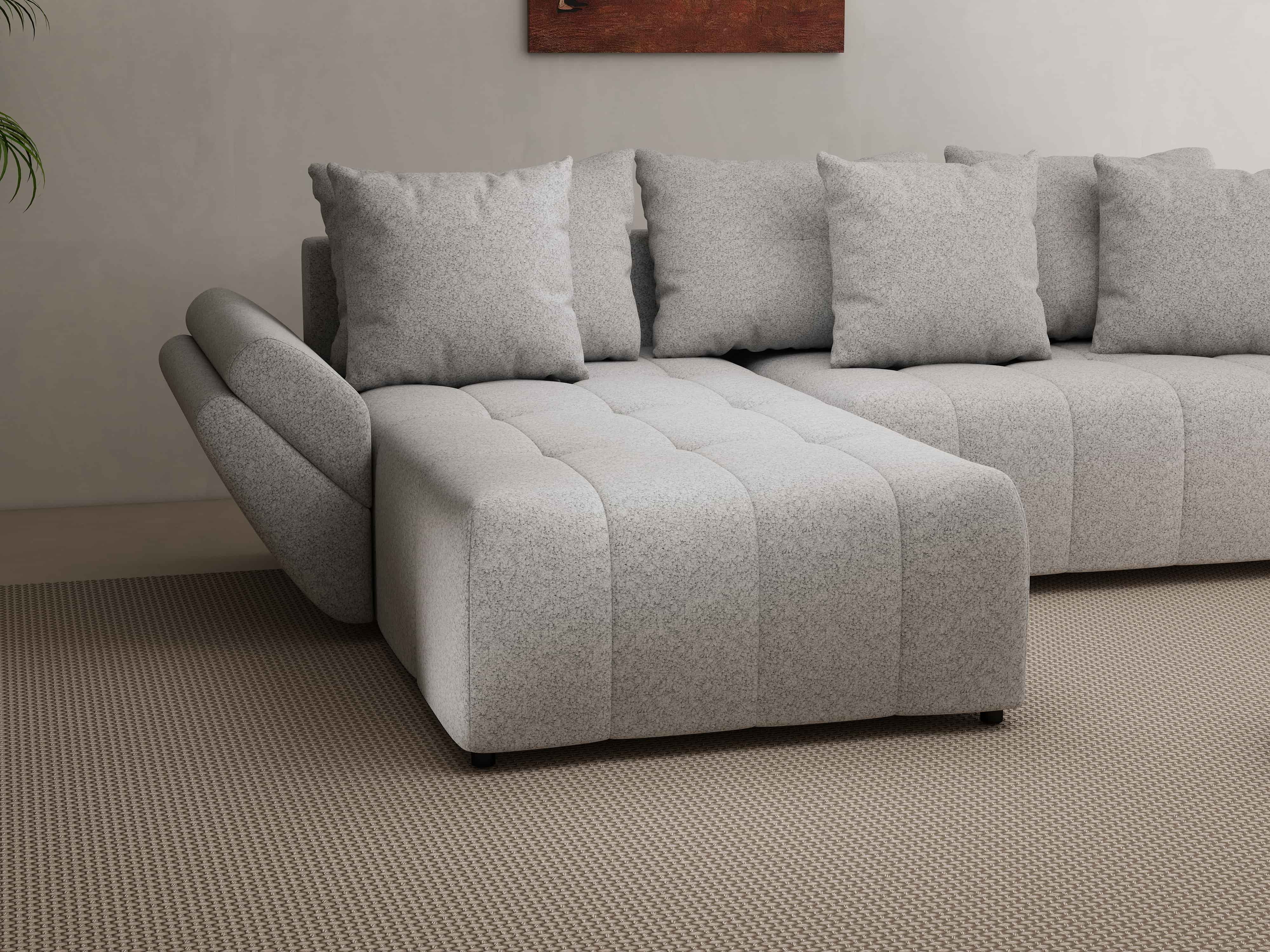 Colțar extensibil dumonde cu ladă de depozitare si sezut confortabil din spuma HR, Berlin Euphoria Dove 280x185 cm Fabrica