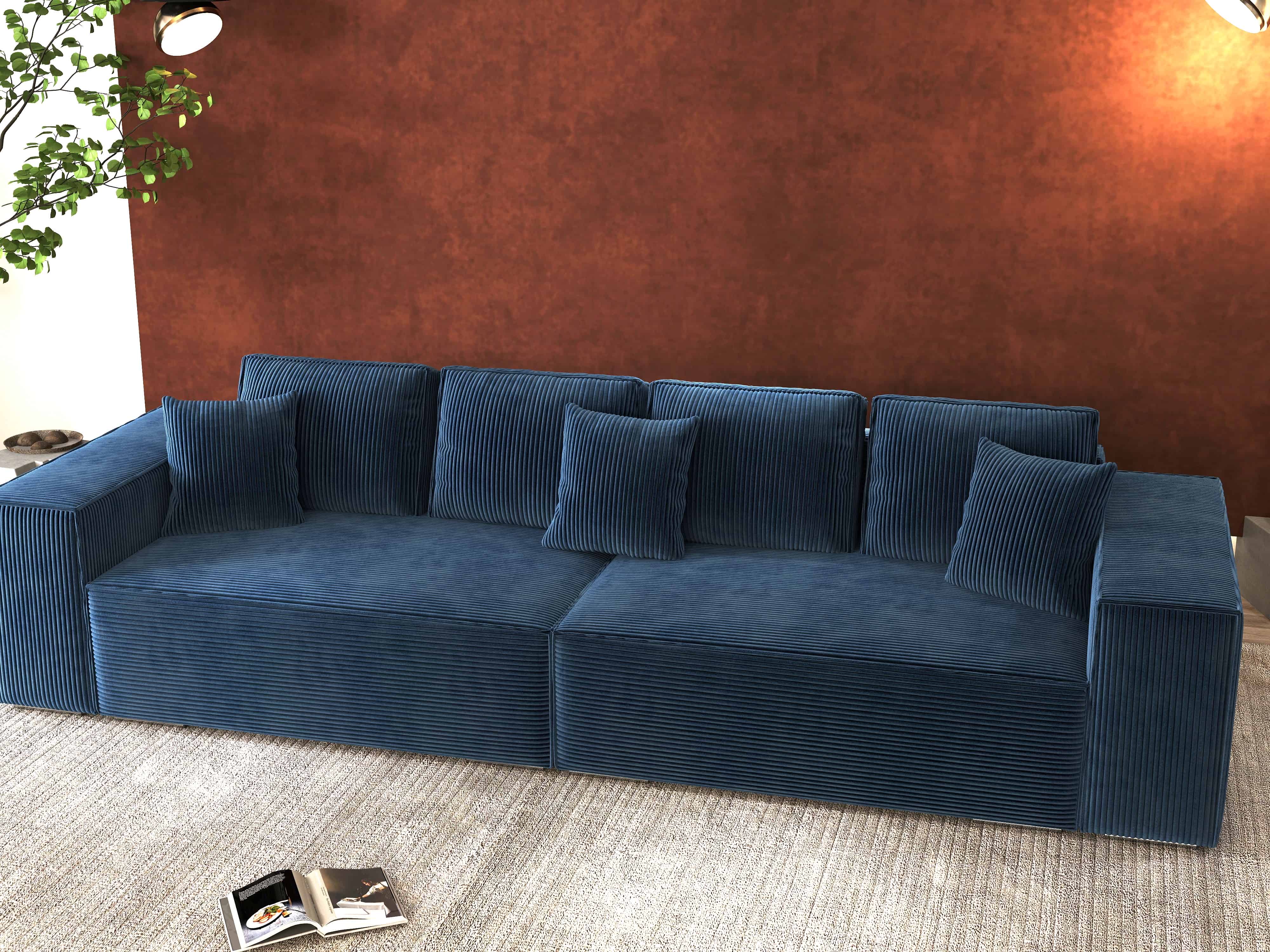 Canapea extensibilă dumonde cu ladă de depozitare si sezut confortabil din spuma HR, Dream Zoom Albastru 310x100 cm Fabrica