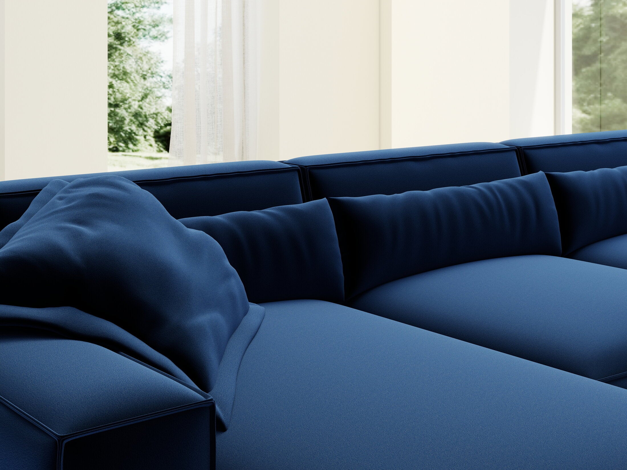 Colțar dumonde cu sezut confortabil din spuma HR, Marvelo XL Royal Albastru Navy 366x175 cm