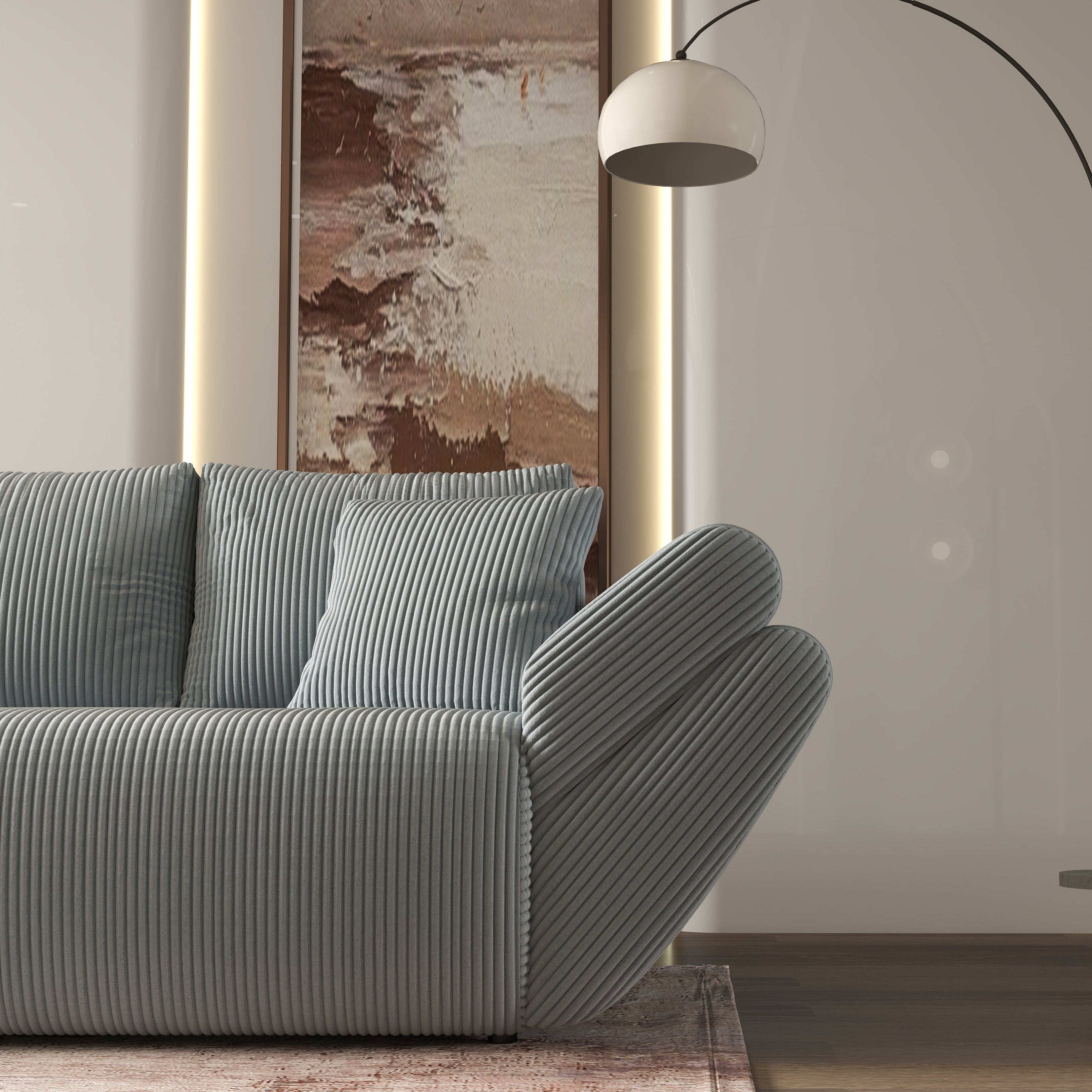 Canapea extensibilă dumonde cu ladă de depozitare si sezut confortabil din spuma HR, Berlin Zoom Gri 300x100 cm Fabrica