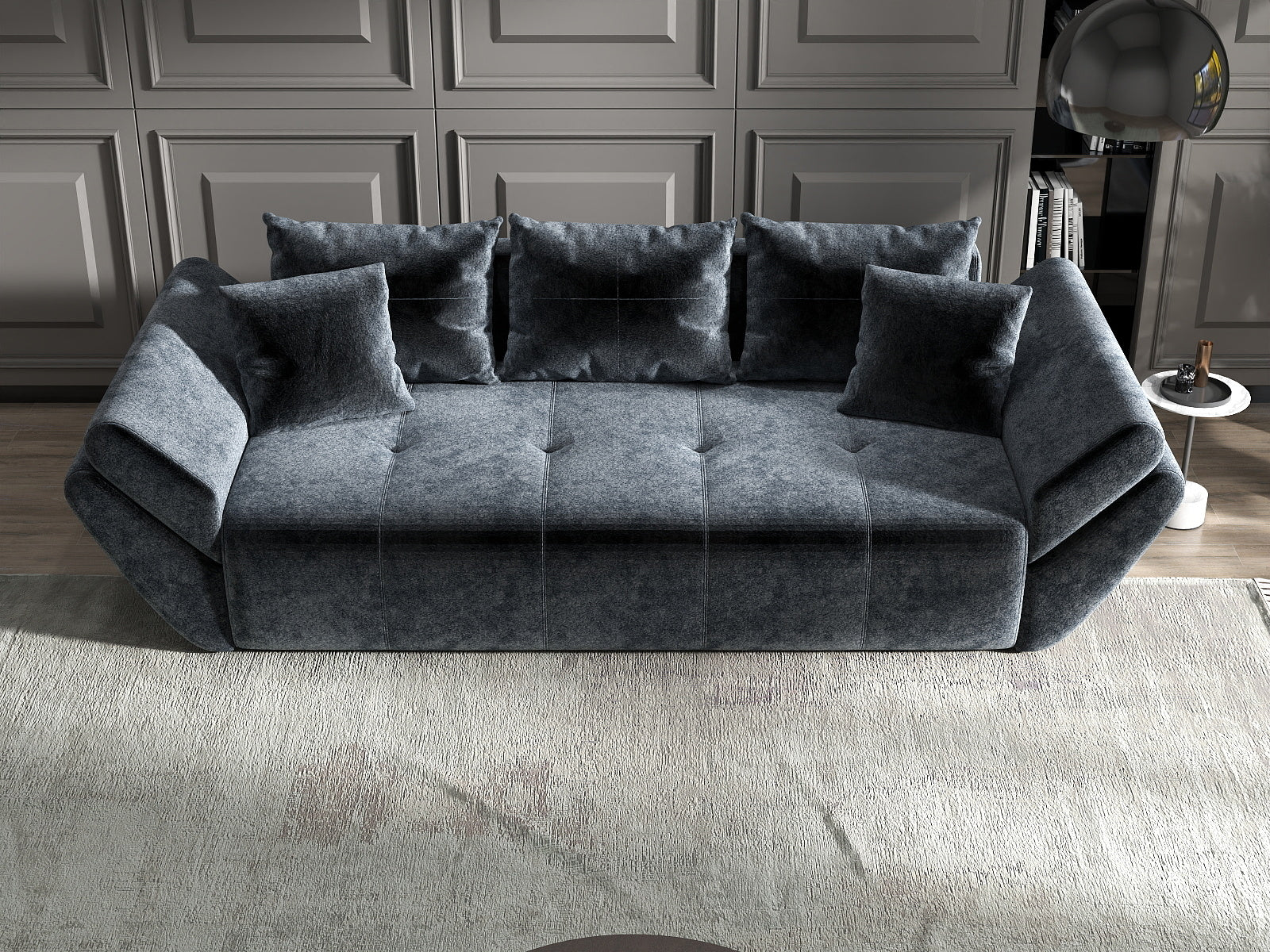 Canapea extensibilă dumonde cu ladă de depozitare si sezut confortabil din spuma HR, Berlin Euphoria Grafit 250x100 cm Fabrica