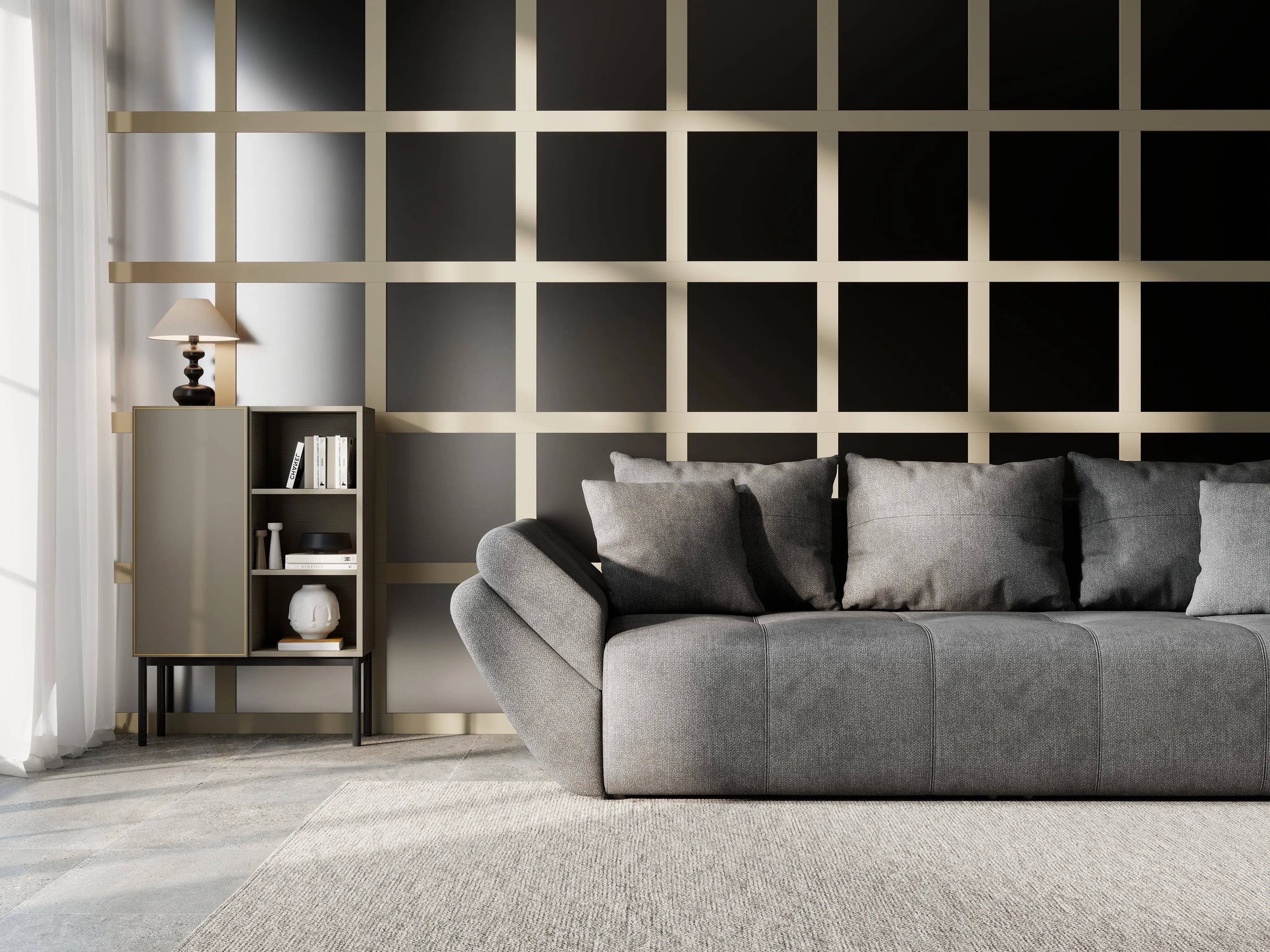 Canapea extensibilă dumonde cu ladă de depozitare si sezut confortabil din spuma HR, Berlin Enjoy Kaki 250x100 cm Fabrica