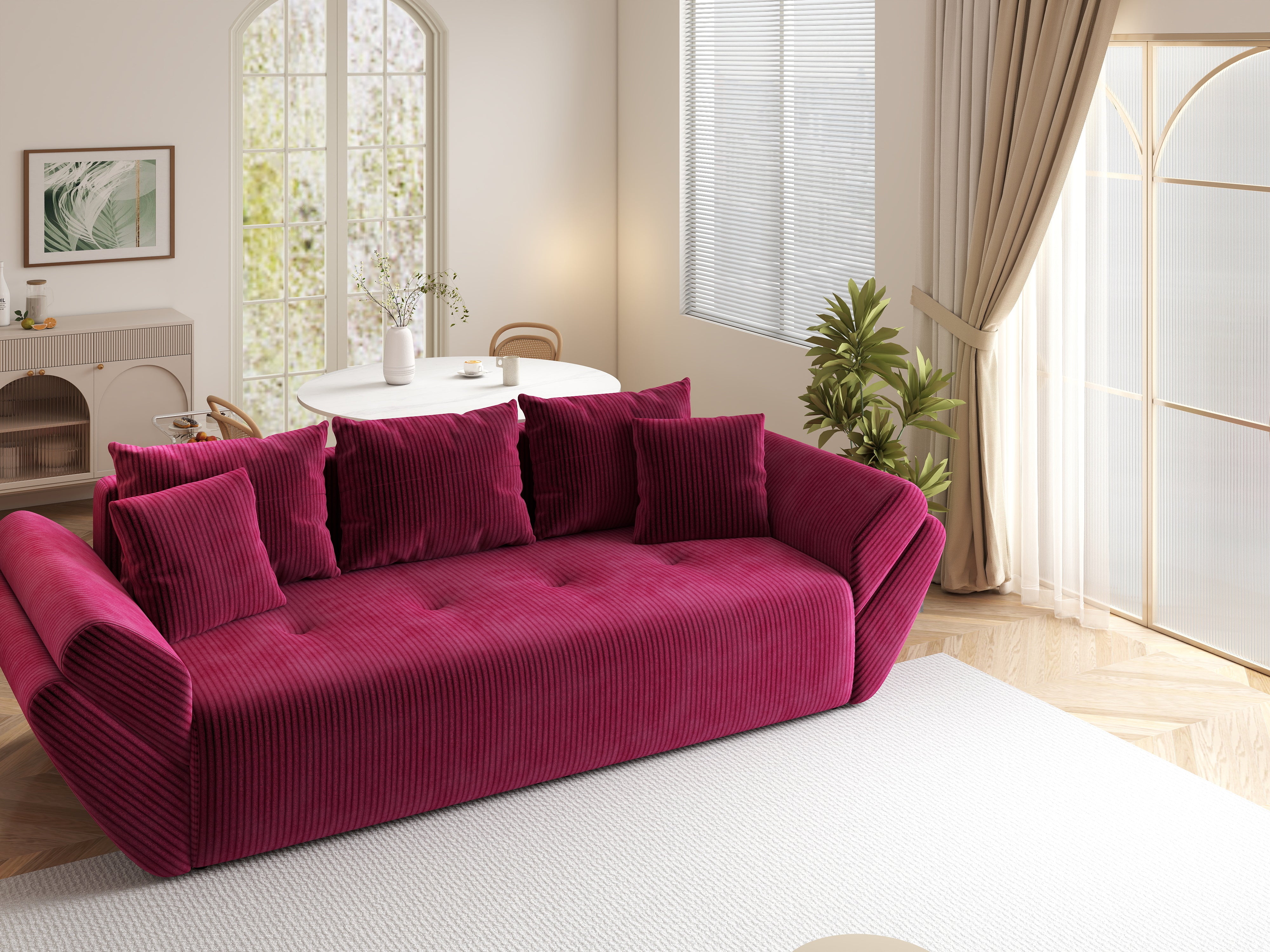 Canapea extensibilă dumonde cu ladă de depozitare si sezut confortabil din spuma HR, Berlin Zoom Red 250x100 cm Fabrica