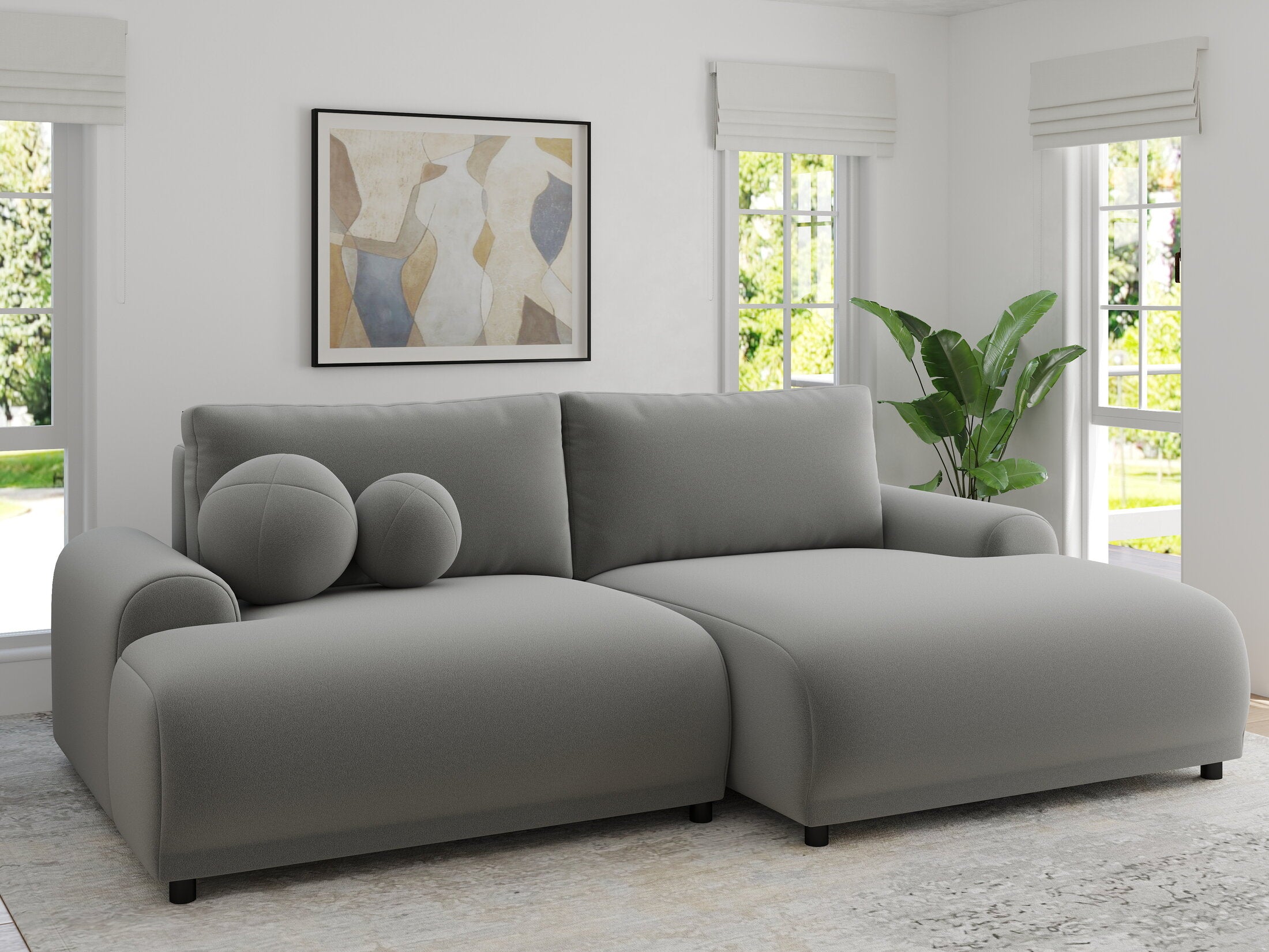 Colțar extensibil dumonde cu ladă de depozitare și șezut confortabil din spumă HR, Carlo Royal Gri 240x145 cm II