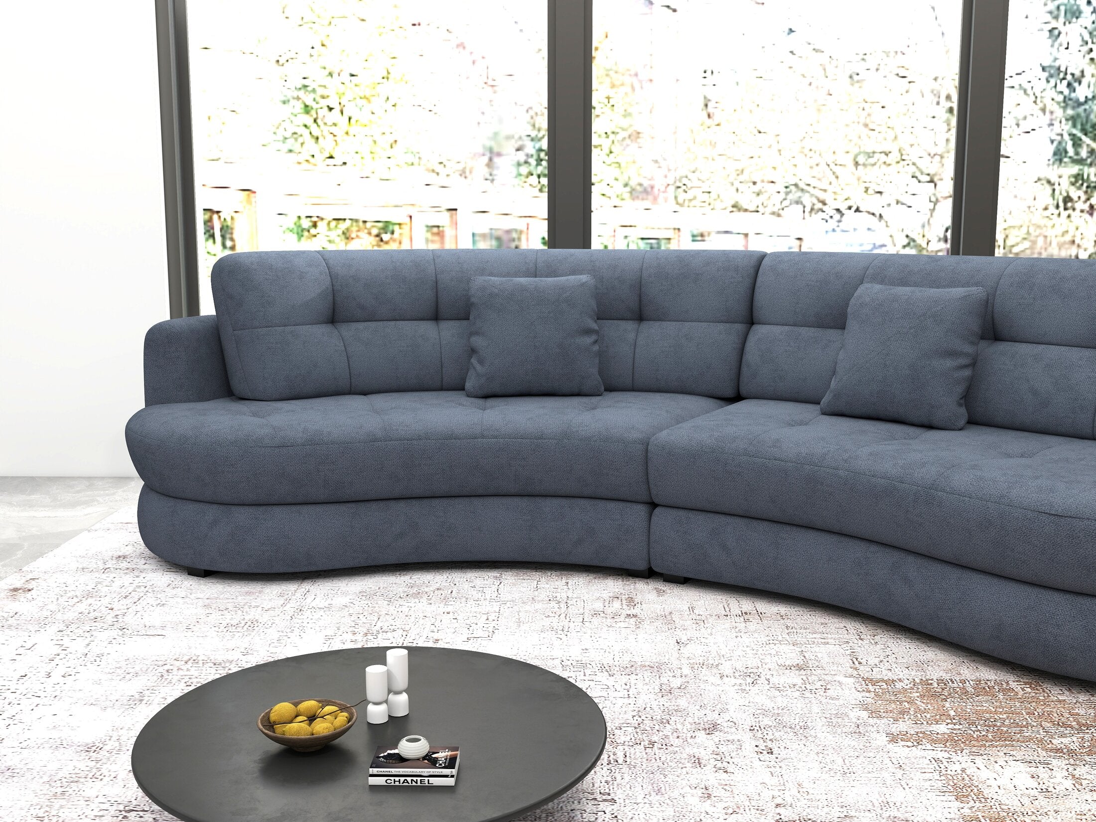 Canapea semirotunda dumonde cu șezut confortabil din spumă HR, Roma Enjoy Antracit 300x160 cm