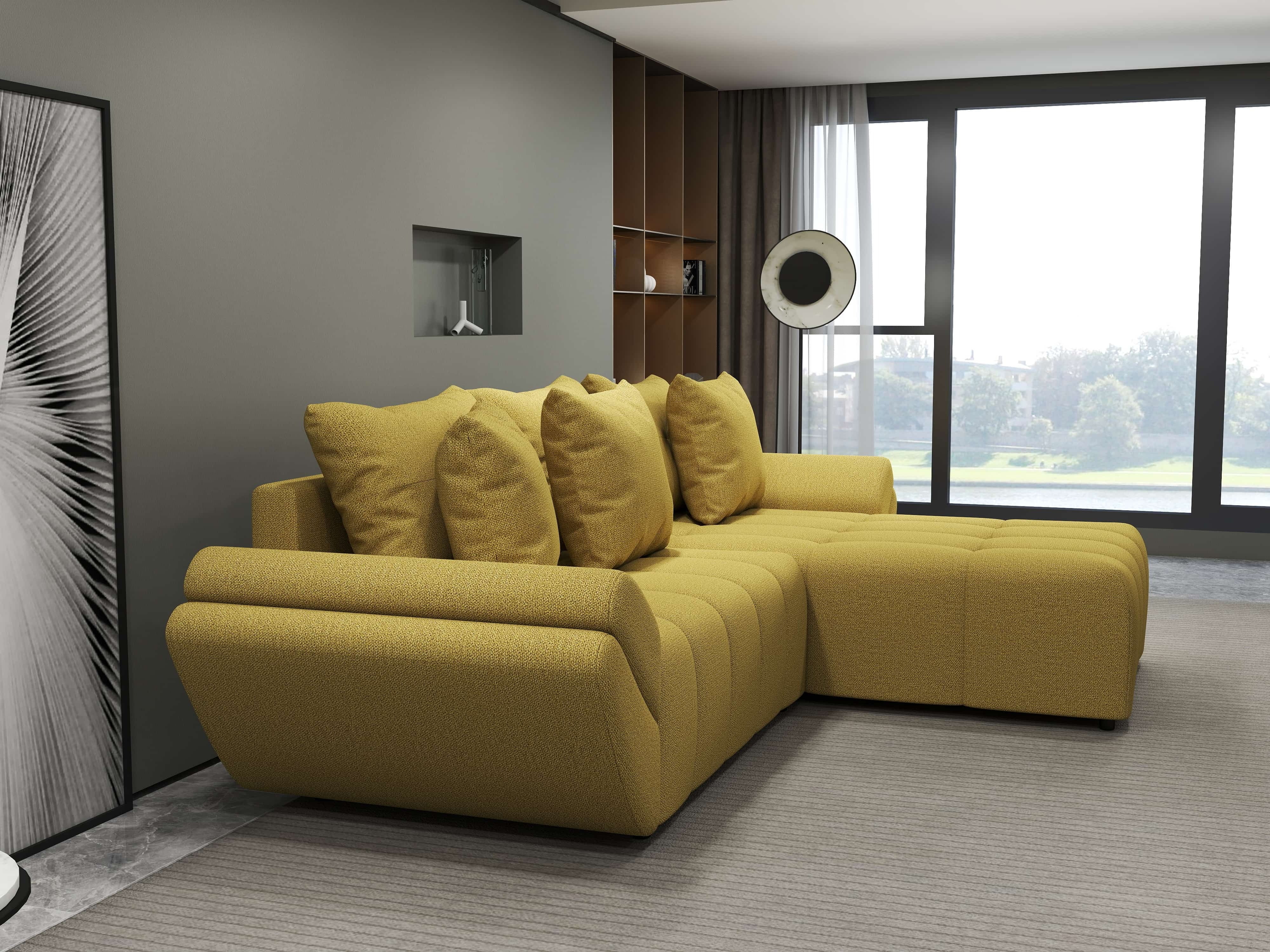 Colțar extensibil dumonde cu ladă de depozitare si sezut confortabil din spuma HR, Berlin Enjoy Melon 280x185 cm II Fabrica