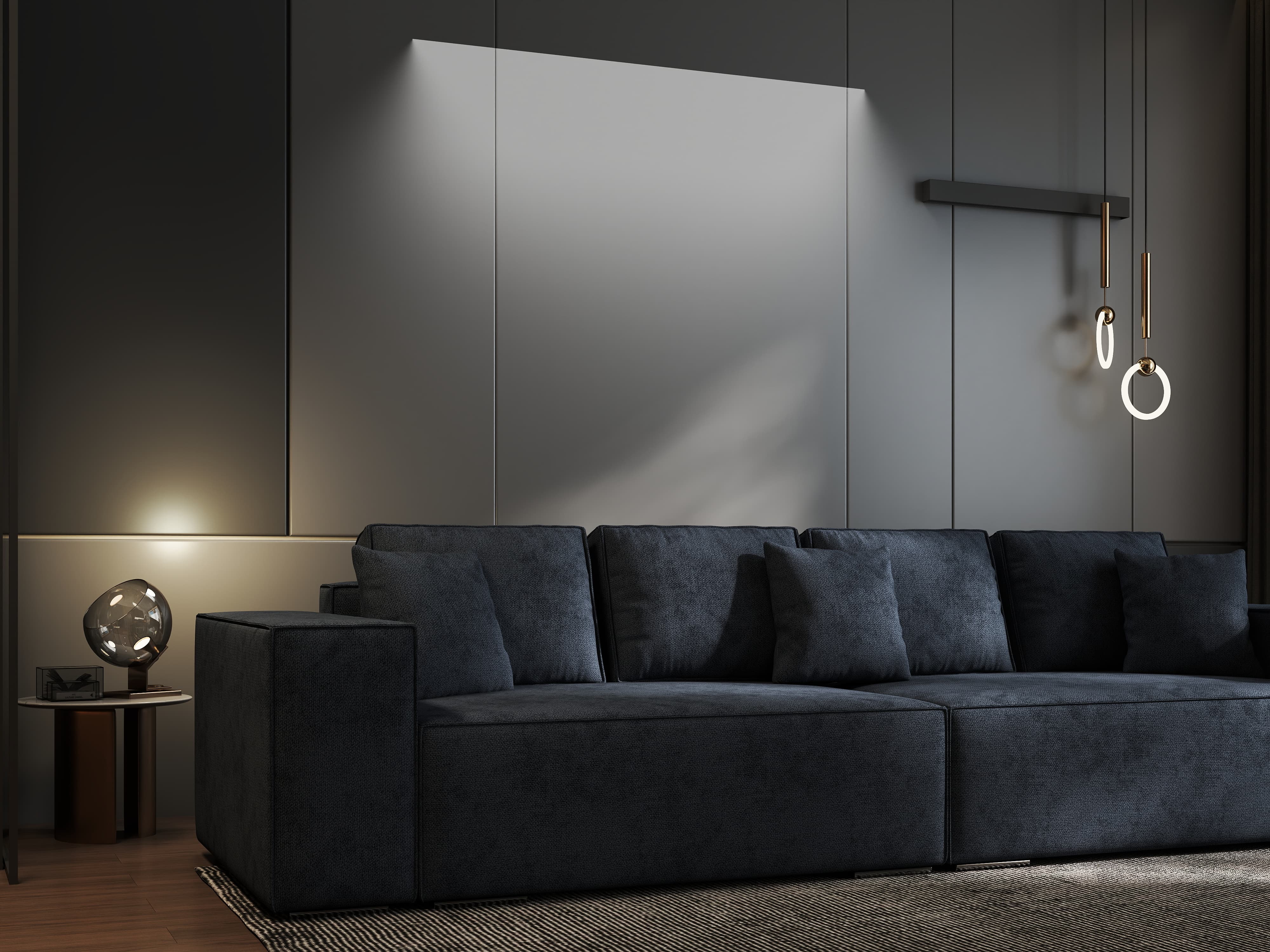 Canapea extensibilă dumonde cu ladă de depozitare si sezut confortabil din spuma HR, Dream Enjoy Antracit 310x100 cm Fabrica