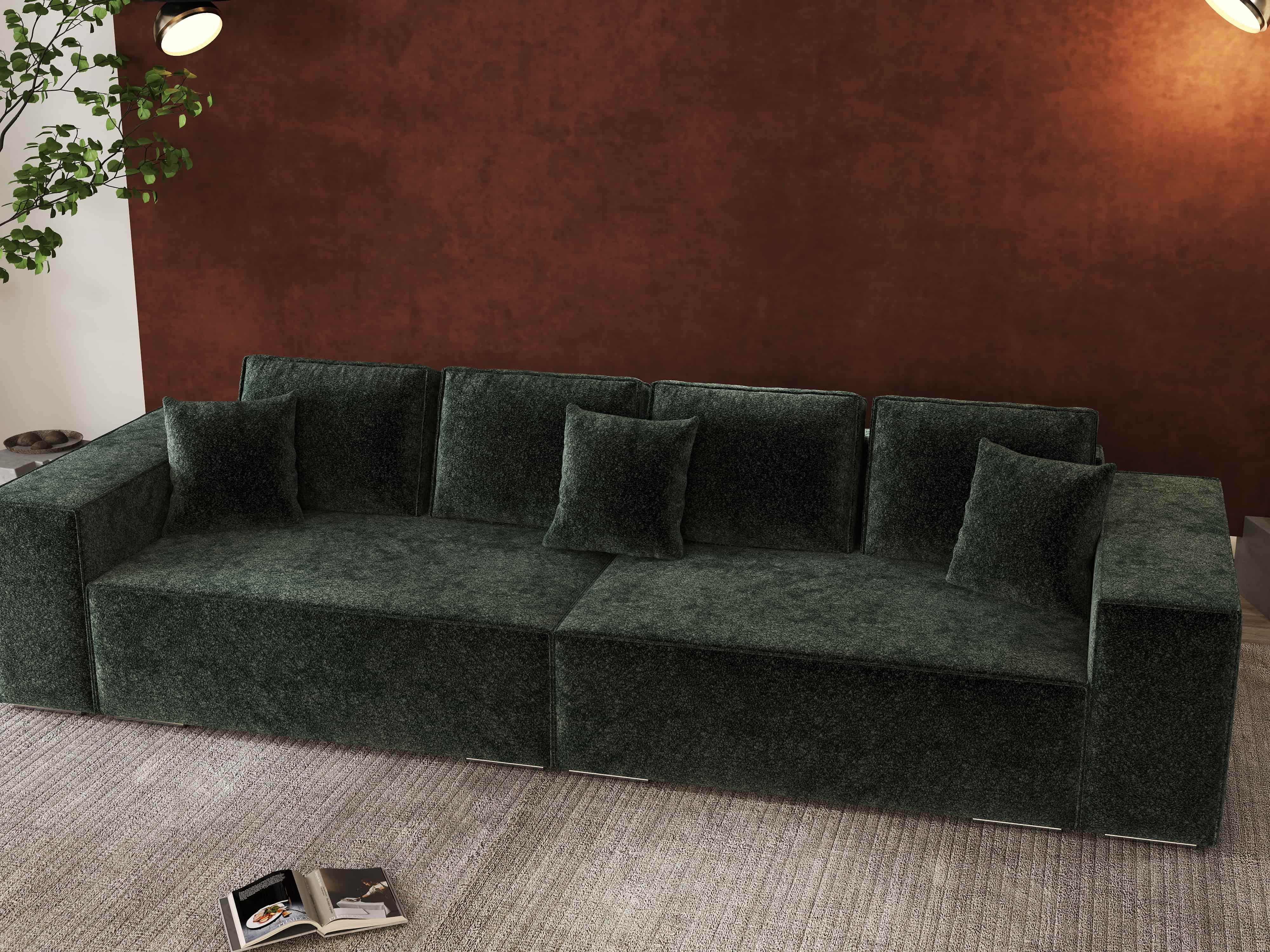 Canapea extensibilă dumonde cu ladă de depozitare si sezut confortabil din spuma HR, Dream Euphoria Verde 310x100 cm Fabrica