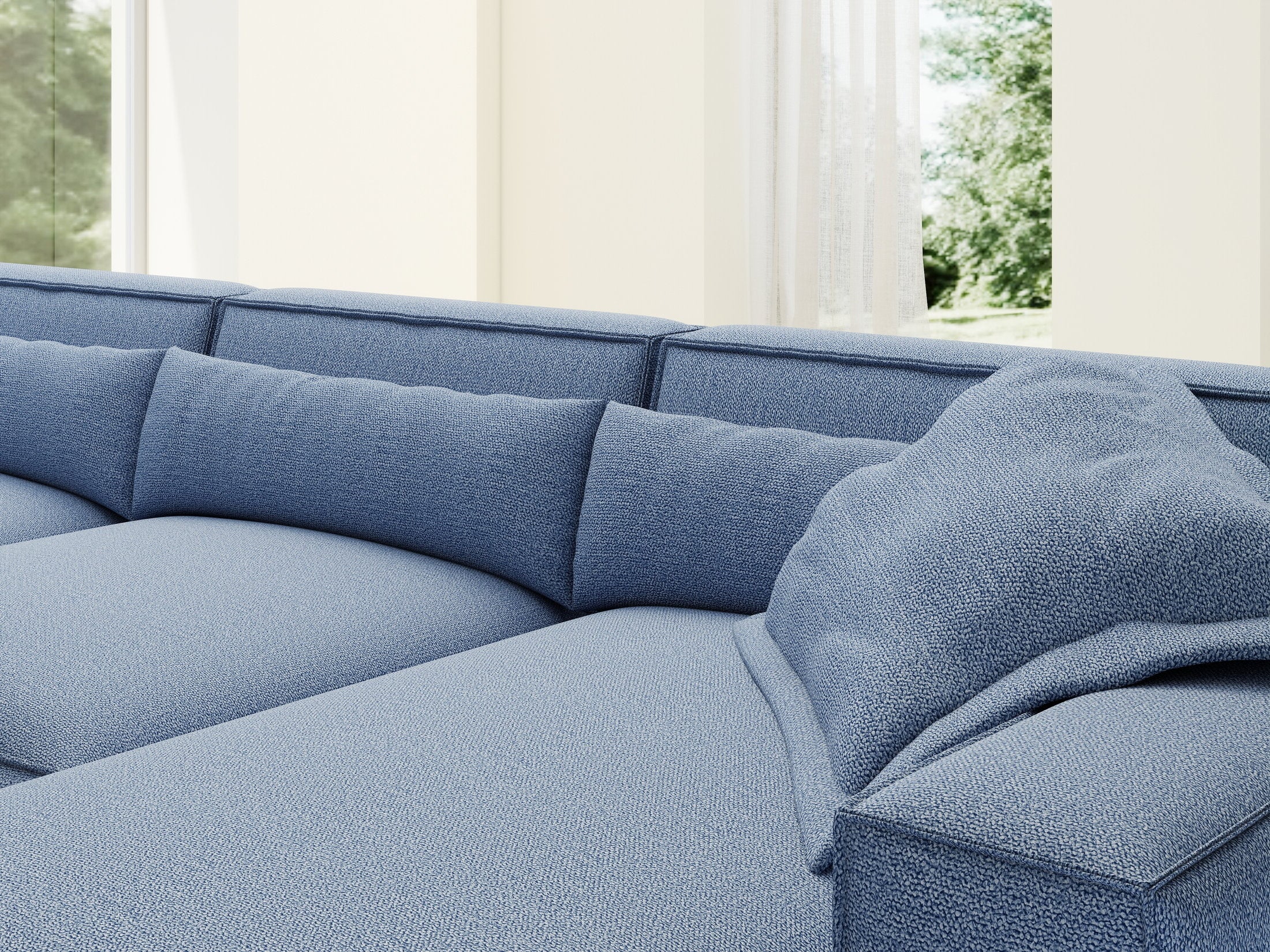 Colțar dumonde cu sezut confortabil din spuma HR, Marvelo XL Enjoy Albastru 366x175 cm II