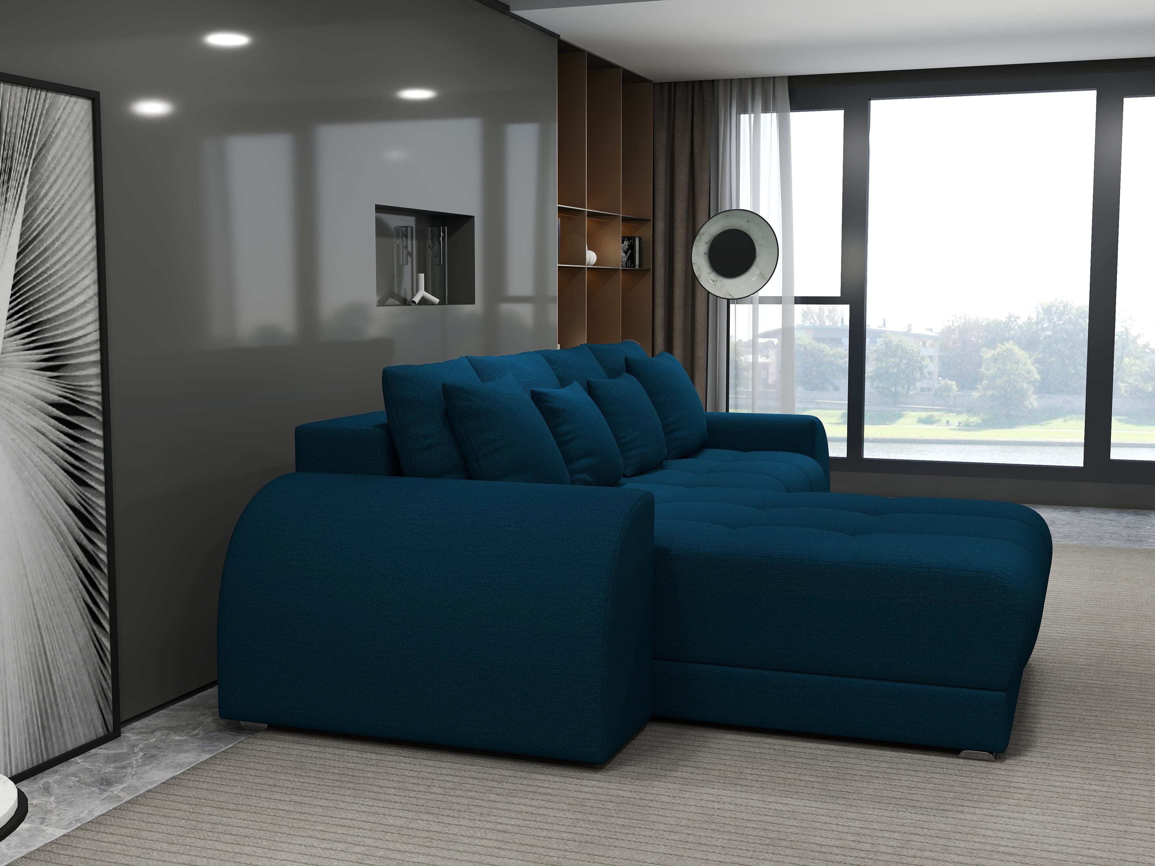 Colțar extensibil dumonde cu ladă de depozitare si sezut confortabil din spuma HR, Verona Enjoy Petrol 290x185 cm Fabrica