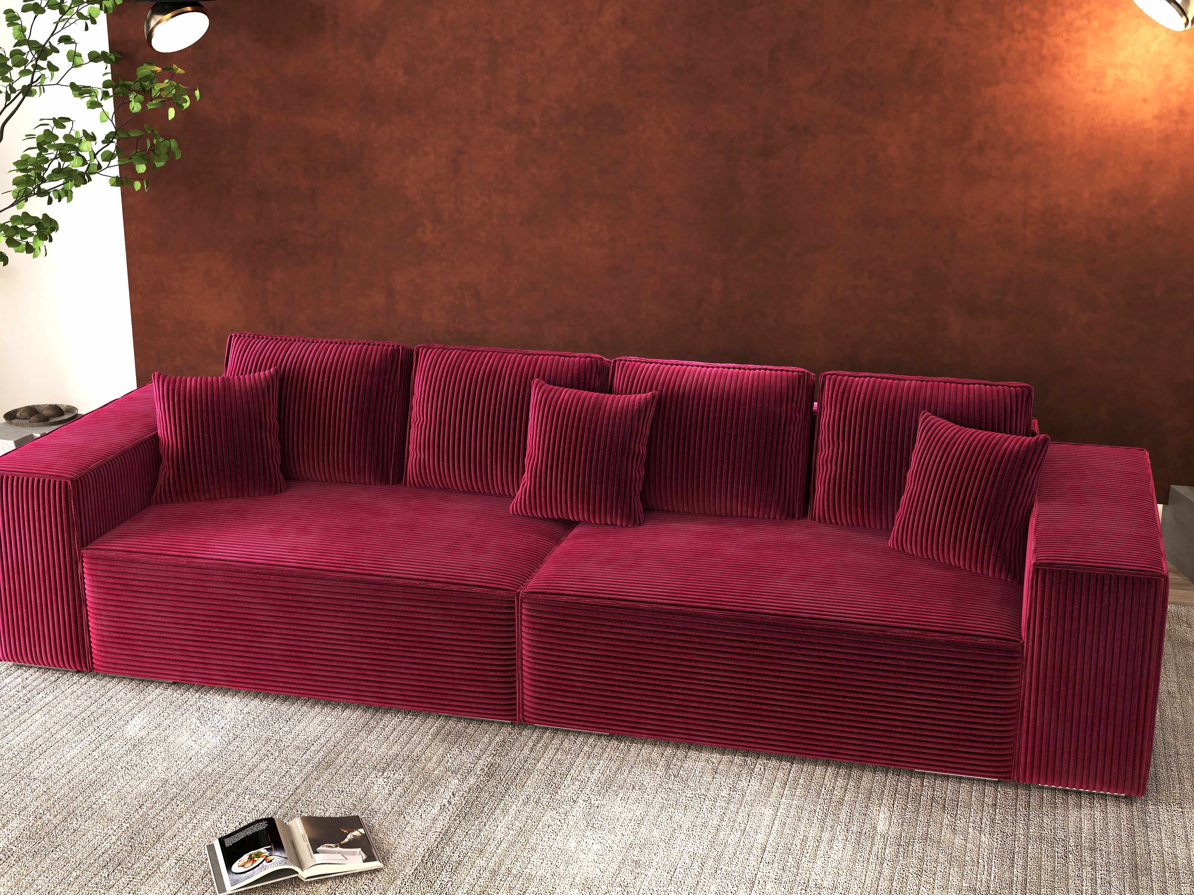 Canapea extensibilă dumonde cu ladă de depozitare si sezut confortabil din spuma HR, Dream Zoom Rosu 310x100 cm Fabrica