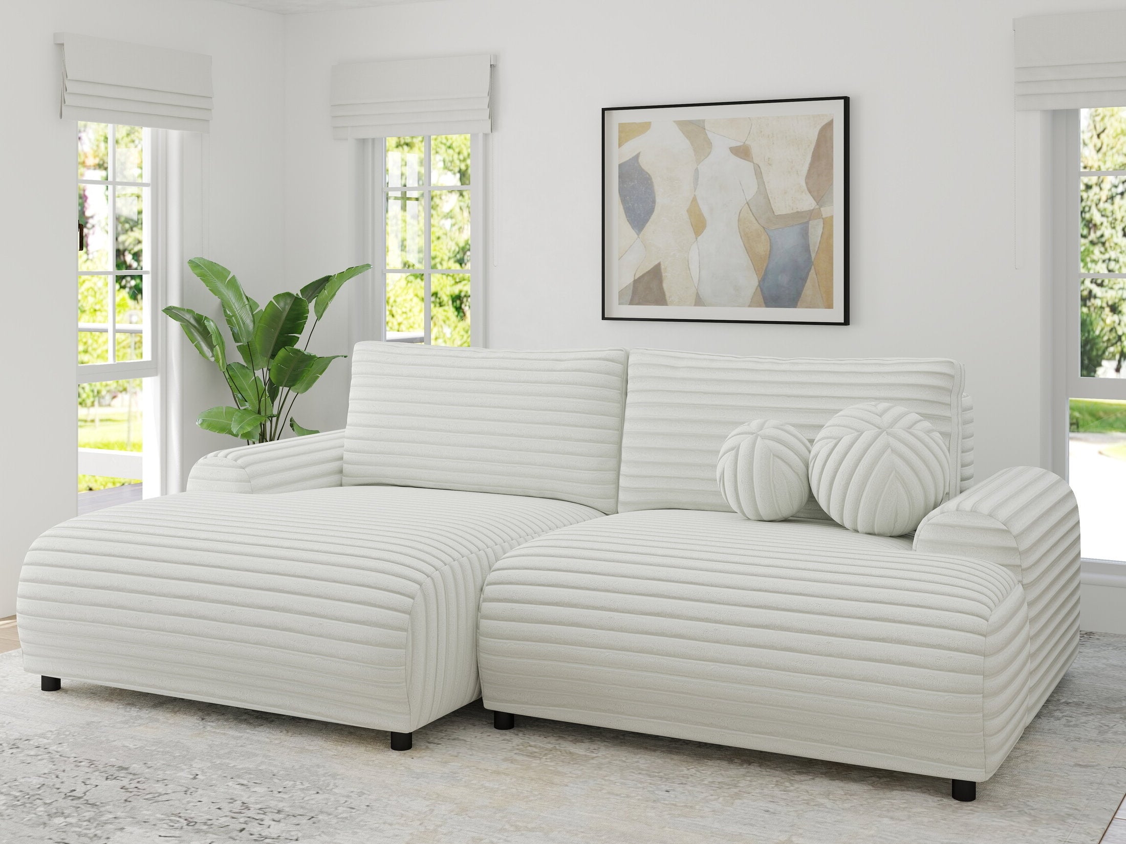 Colțar extensibil dumonde cu ladă de depozitare și șezut confortabil din spumă HR, Carlo Ambience Alb 240x145 cm