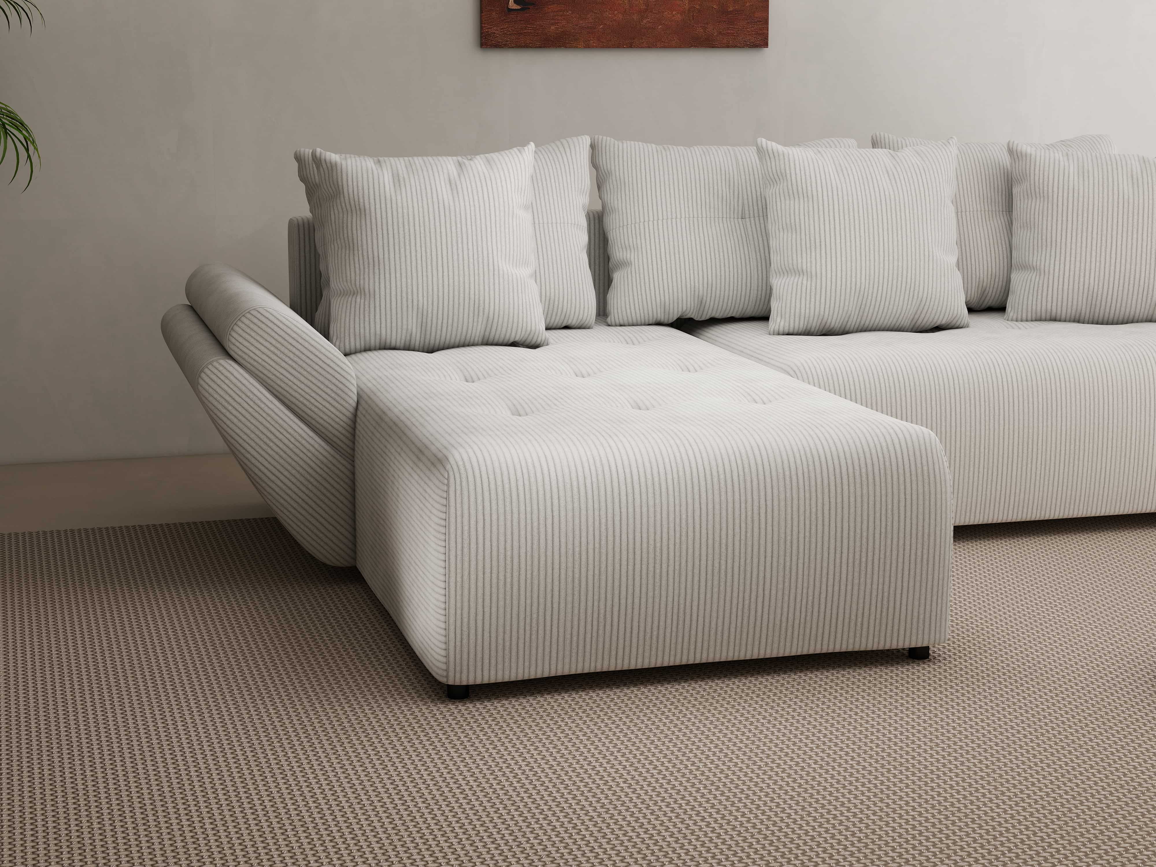 Colțar extensibil dumonde cu ladă de depozitare si sezut confortabil din spuma HR, Berlin Zoom Cream 280x185 cm Fabrica