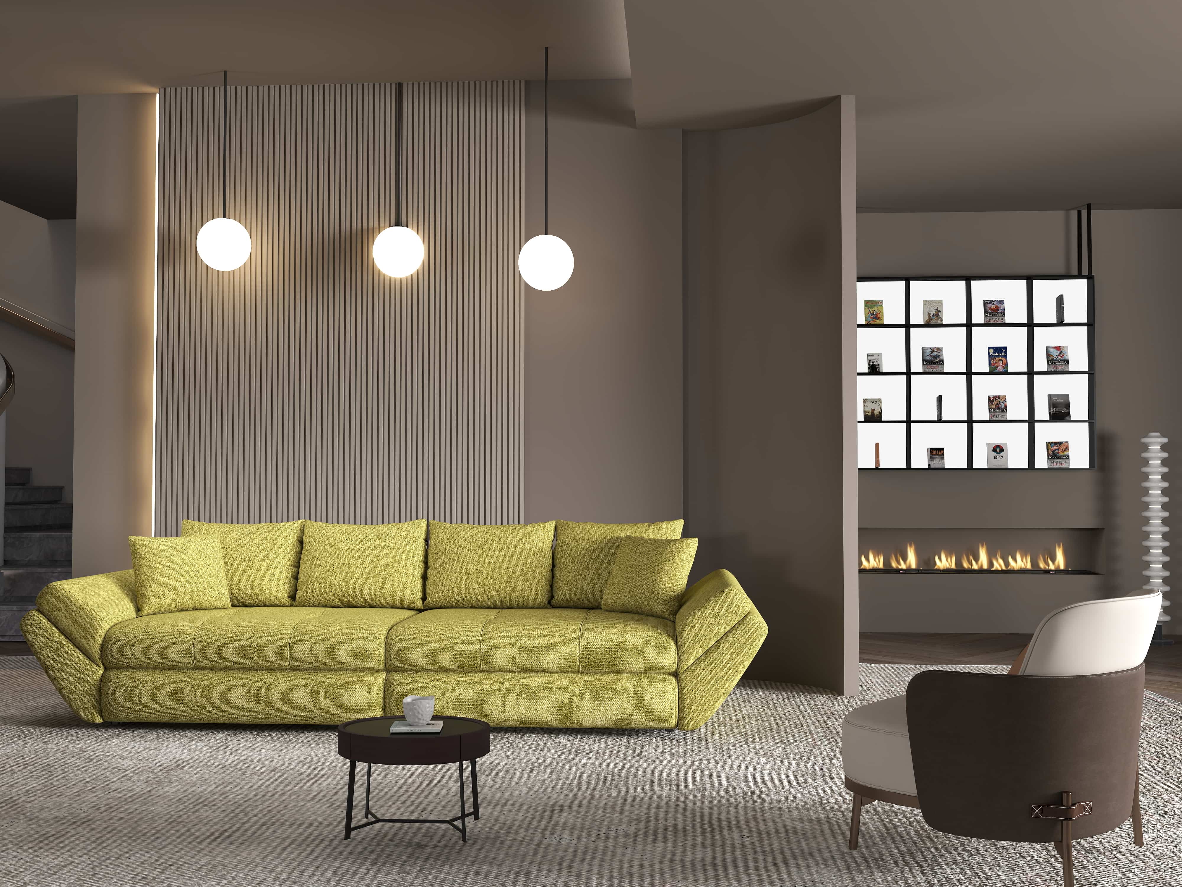 Canapea extensibilă dumonde cu ladă de depozitare si sezut confortabil din spuma HR, Loana Enjoy Verde 300x100 cm Fabrica