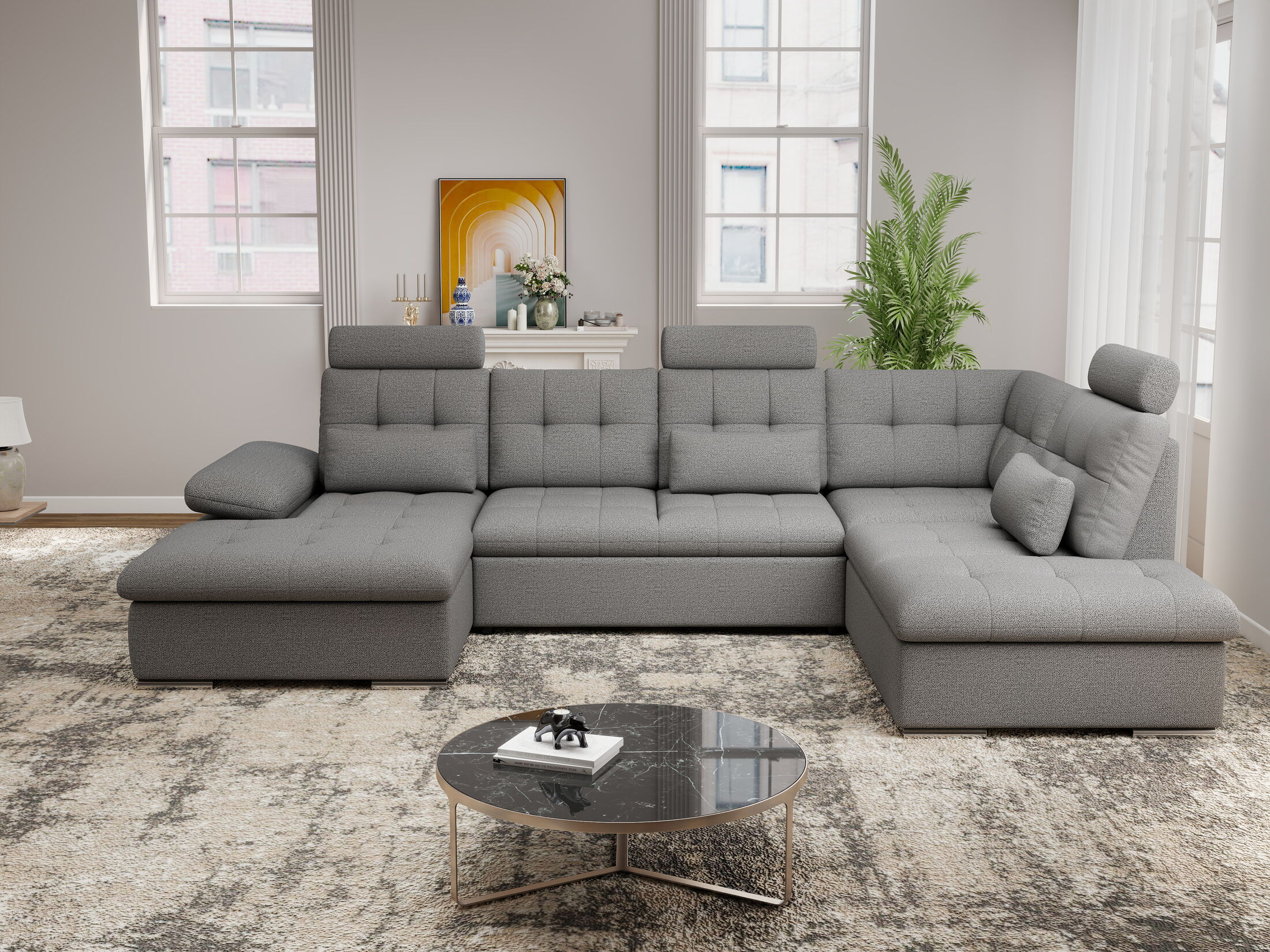 Colțar extensibil dumonde cu ladă de depozitare și șezut confortabil din spumă HR, Merkur U Enjoy Necunoscut 324x218 cm