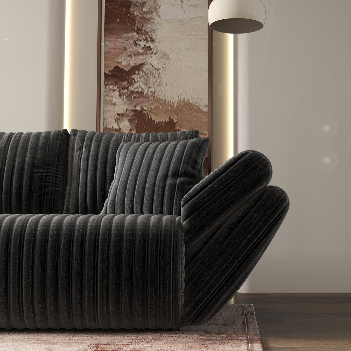 Canapea extensibilă dumonde cu ladă de depozitare si sezut confortabil din spuma HR, Berlin Ambience Grey 300x100 cm Fabrica