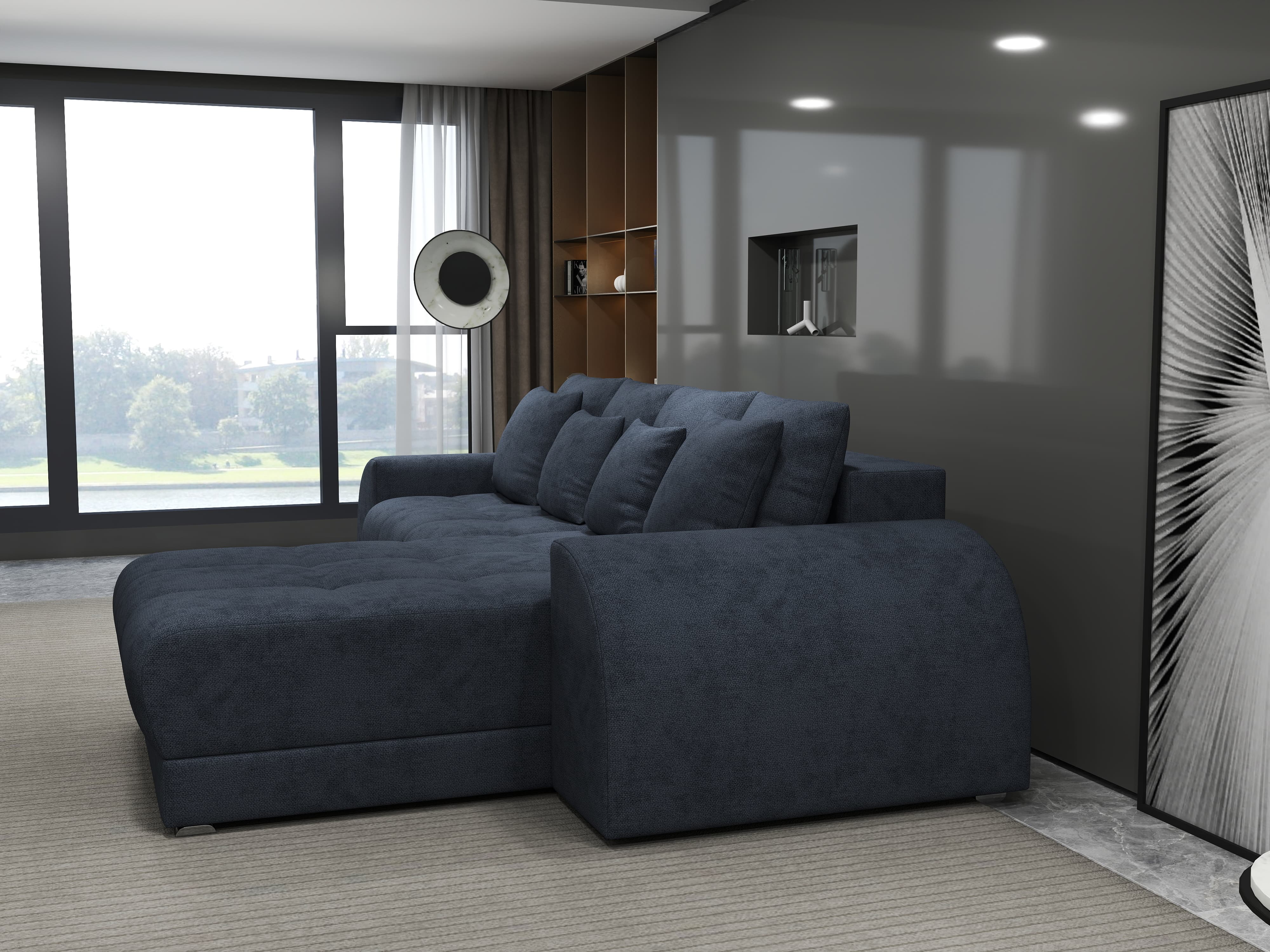 Colțar extensibil dumonde cu ladă de depozitare si sezut confortabil din spuma HR, Verona Enjoy Antracit II 290x185 cm Fabrica