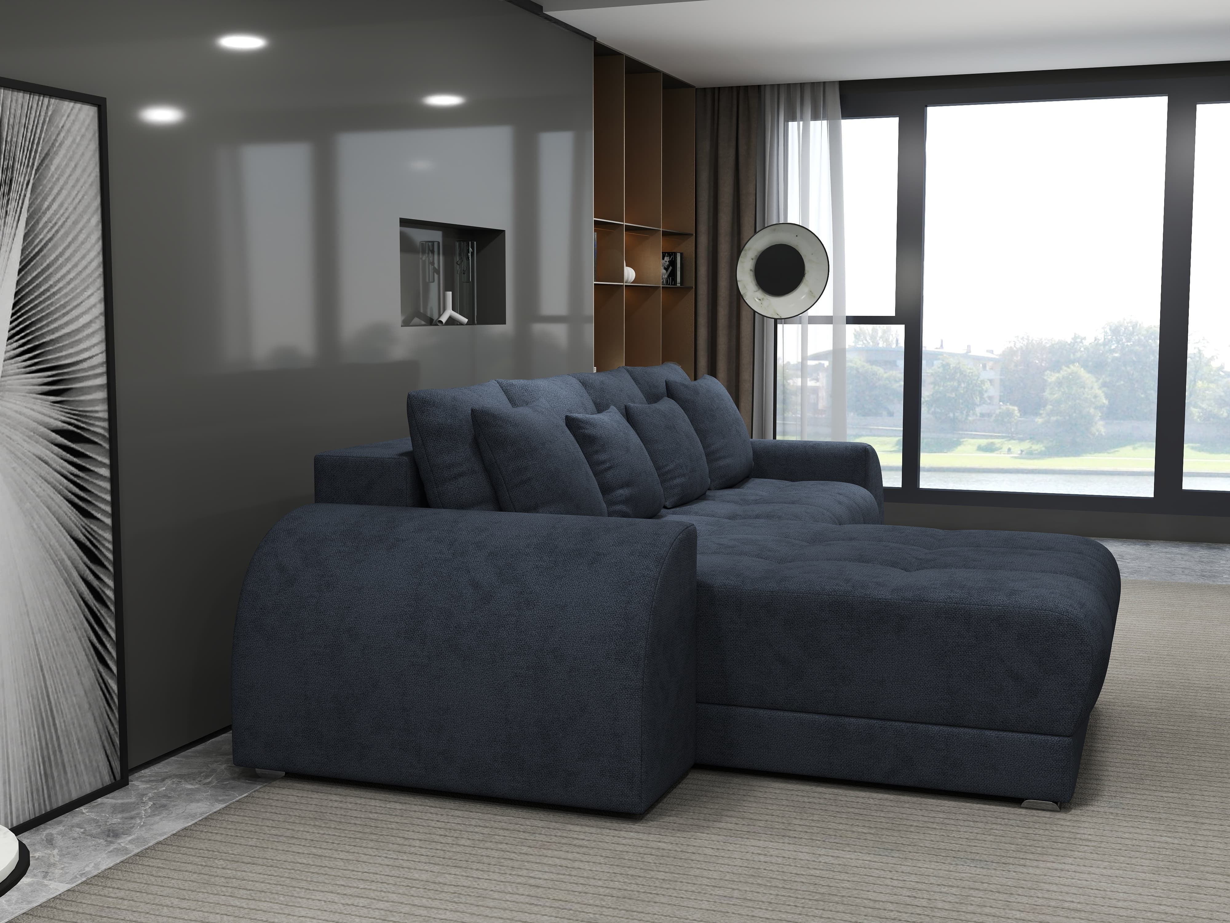 Colțar extensibil dumonde cu ladă de depozitare si sezut confortabil din spuma HR, Verona Enjoy Antracit 290x185 cm Fabrica
