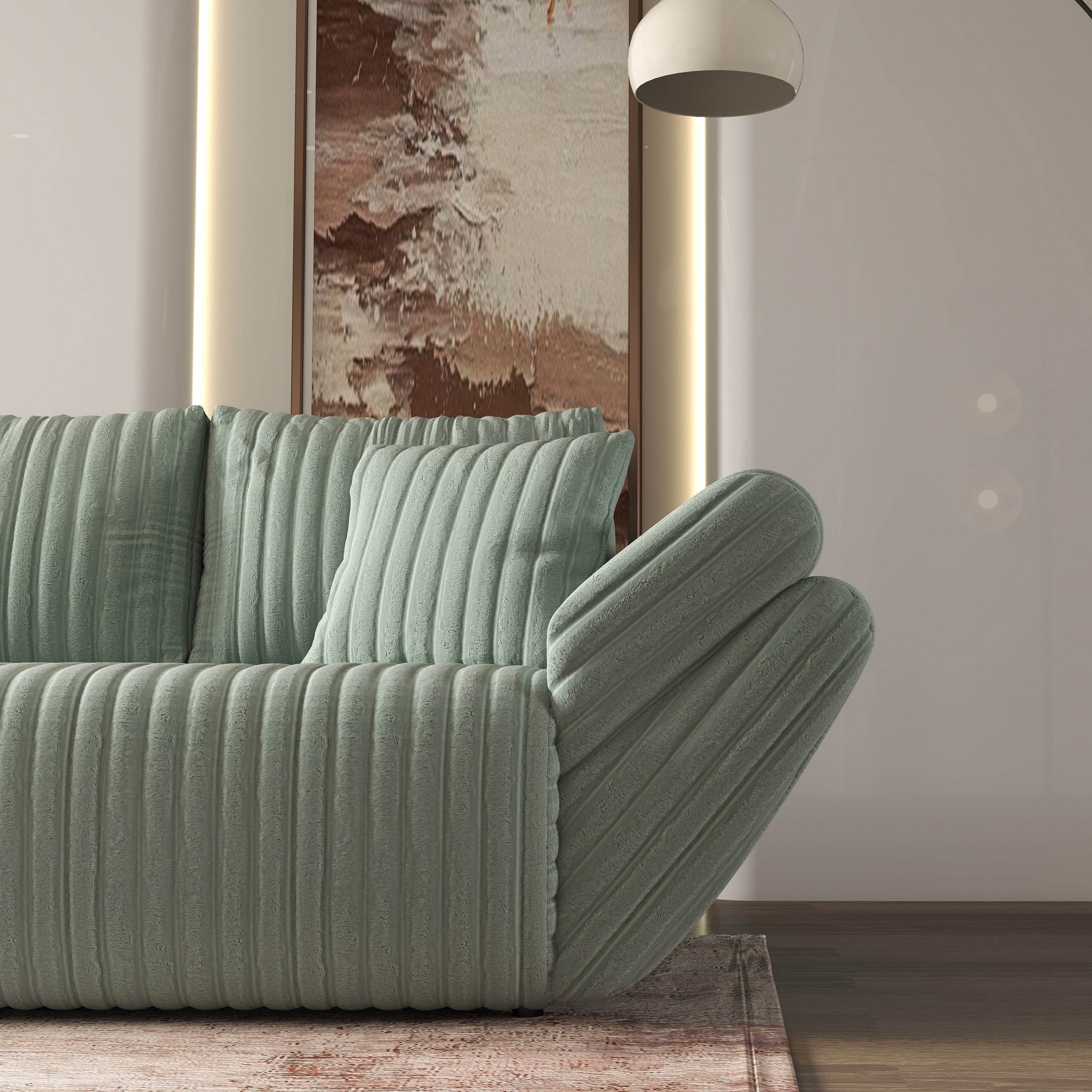 Canapea extensibilă dumonde cu ladă de depozitare si sezut confortabil din spuma HR, Berlin Ambience Mint 300x100 cm Fabrica