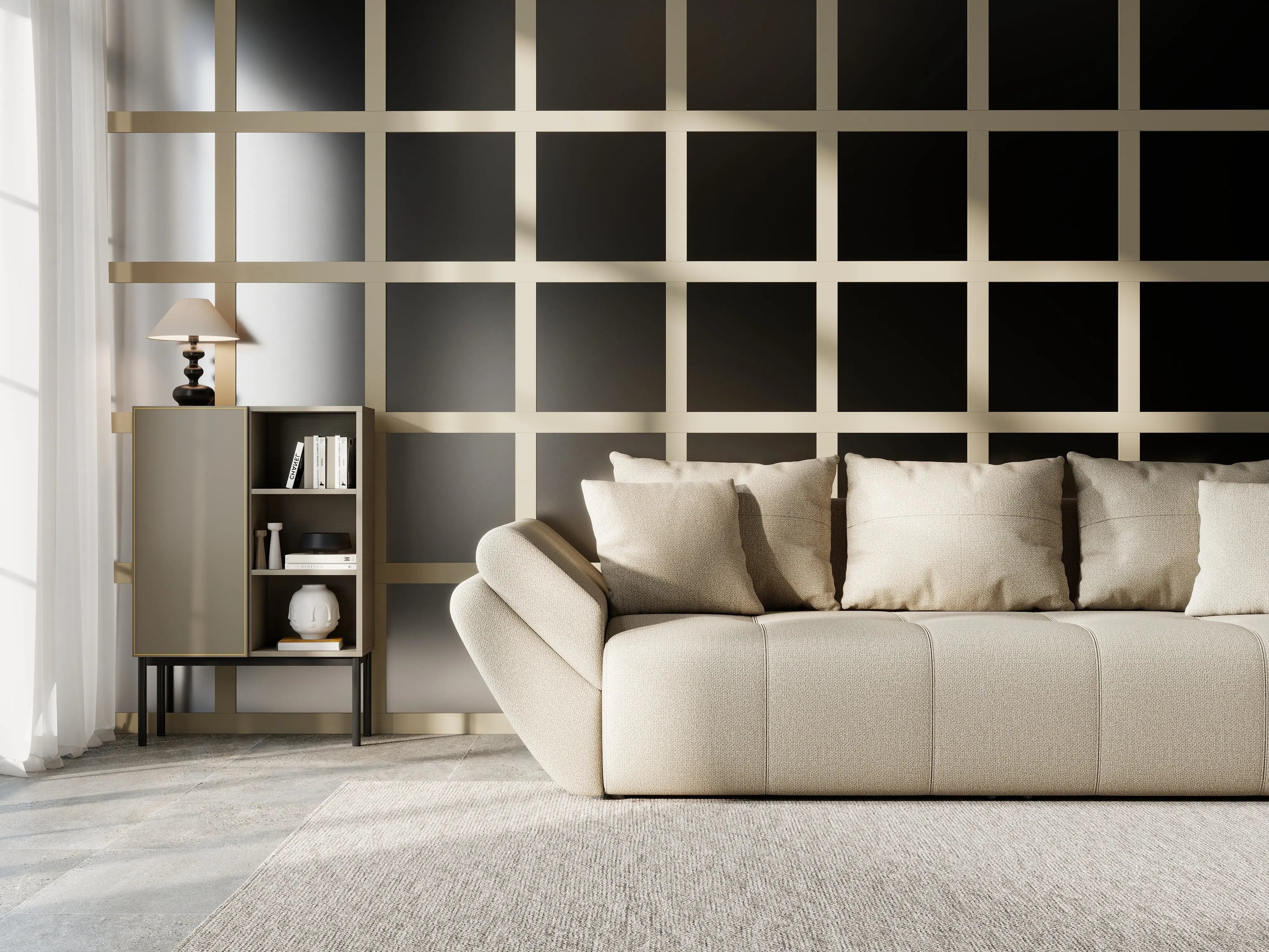 Canapea extensibilă dumonde cu ladă de depozitare si sezut confortabil din spuma HR, Berlin Enjoy Camel 250x100 cm Fabrica