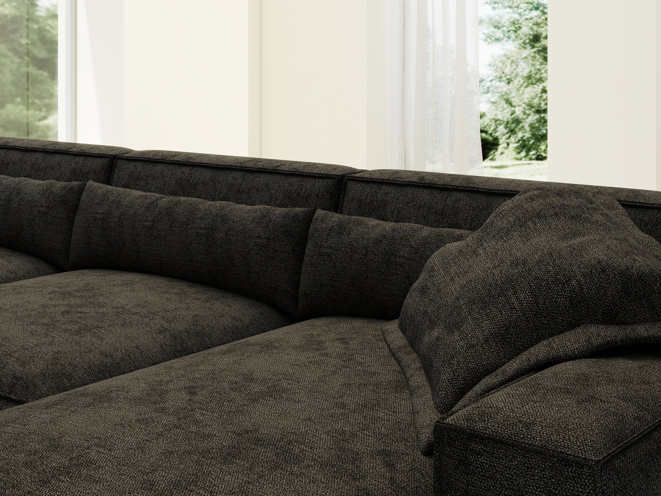 Colțar dumonde cu sezut confortabil din spuma HR, Marvelo XL Enjoy Black 366x175 cm II