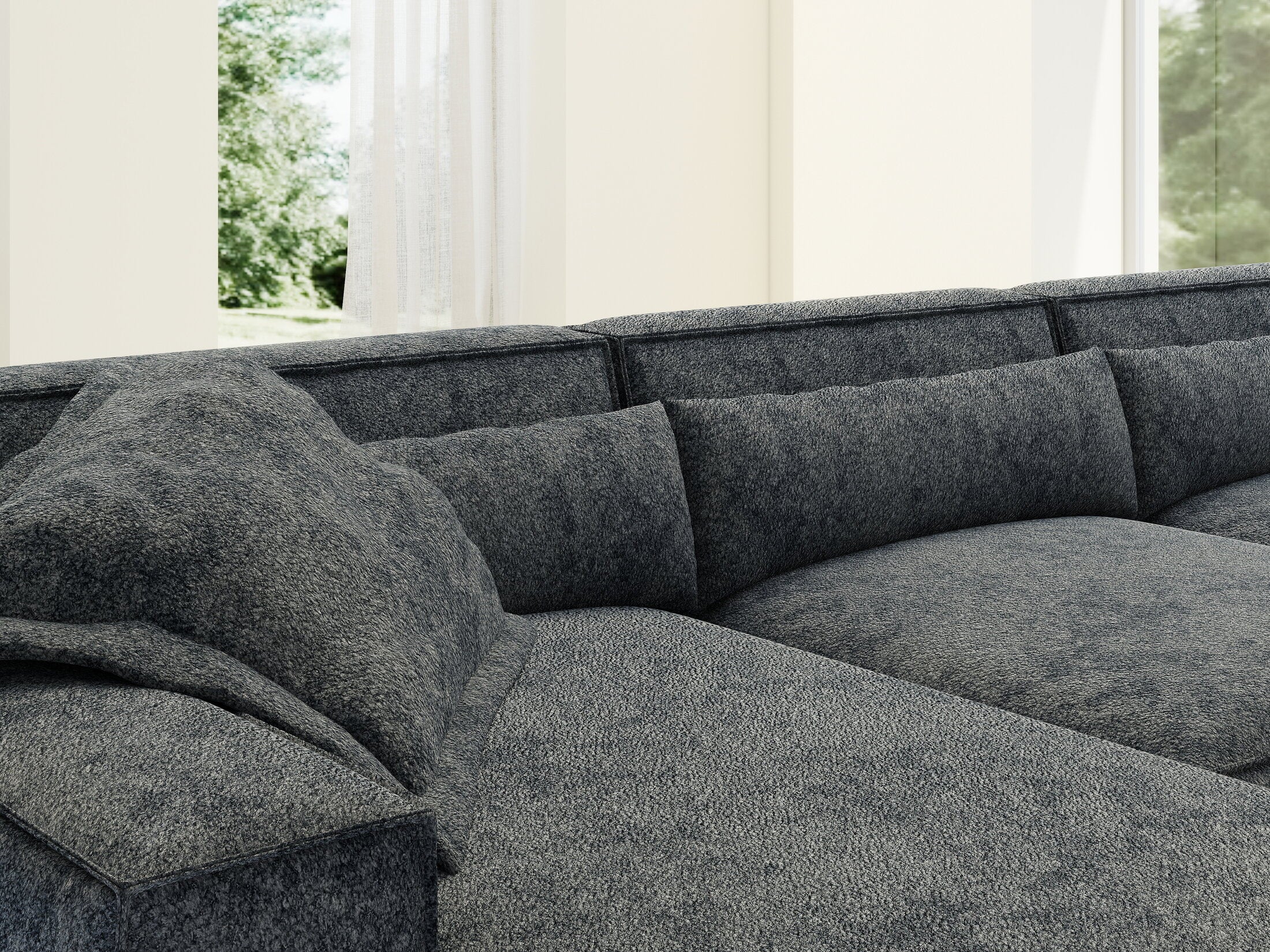 Colțar dumonde cu sezut confortabil din spuma HR, Marvelo XL Euphoria Gri Grafit 366x175 cm