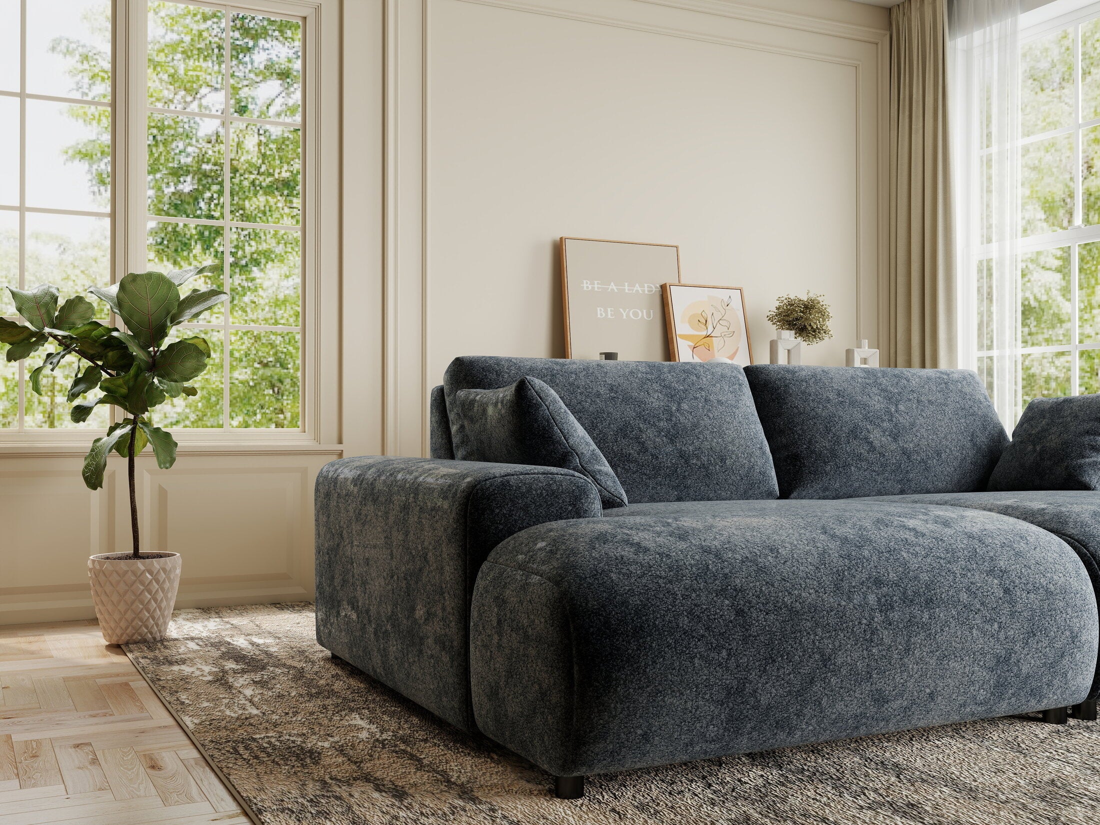 Canapea dumonde cu sezut confortabil din spuma HR, Hudson Euphoria Gri Grafit 237x144 cm