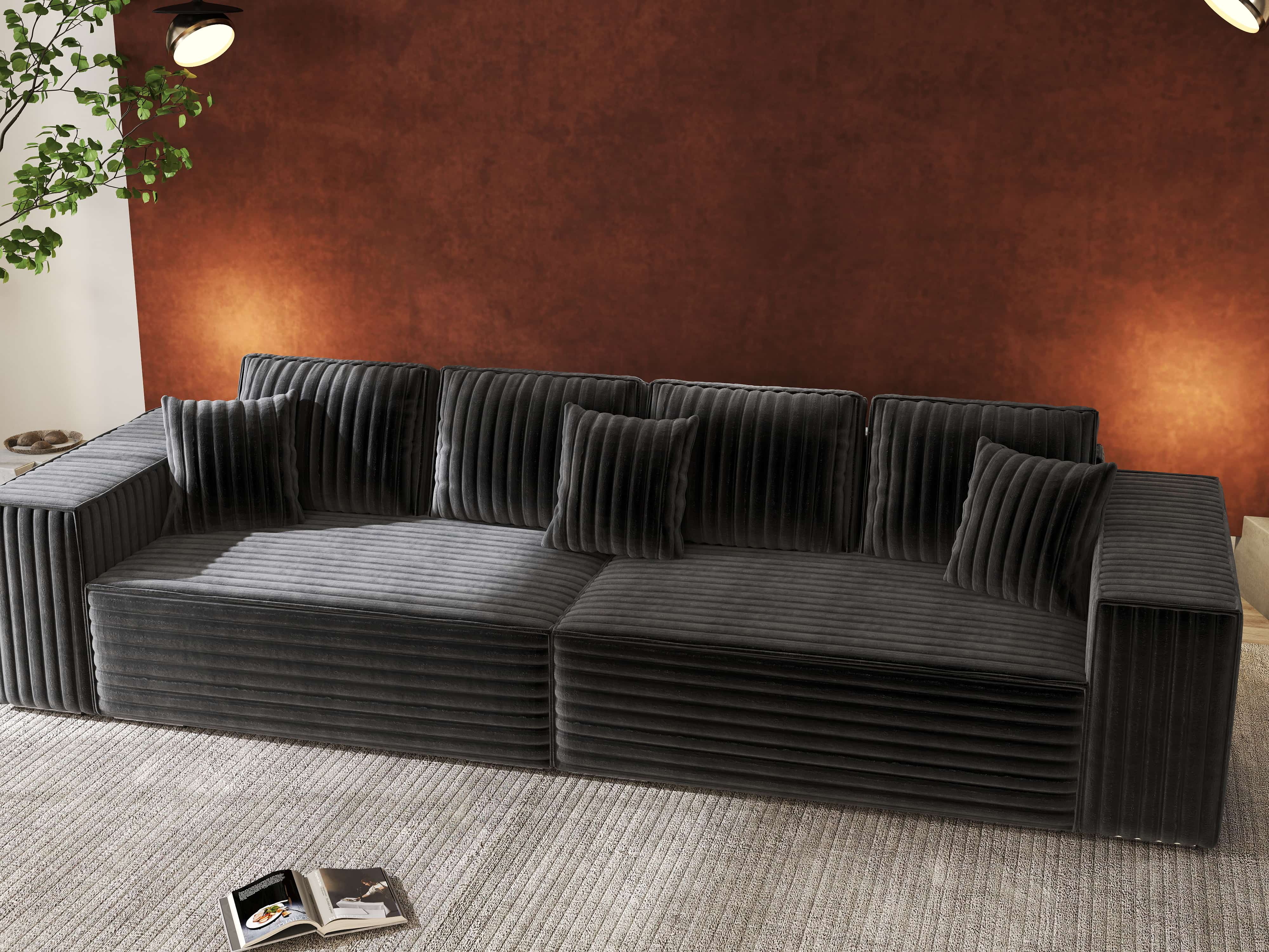 Canapea extensibilă dumonde cu ladă de depozitare si sezut confortabil din spuma HR, Dream Ambience Gri 310x100 cm Fabrica